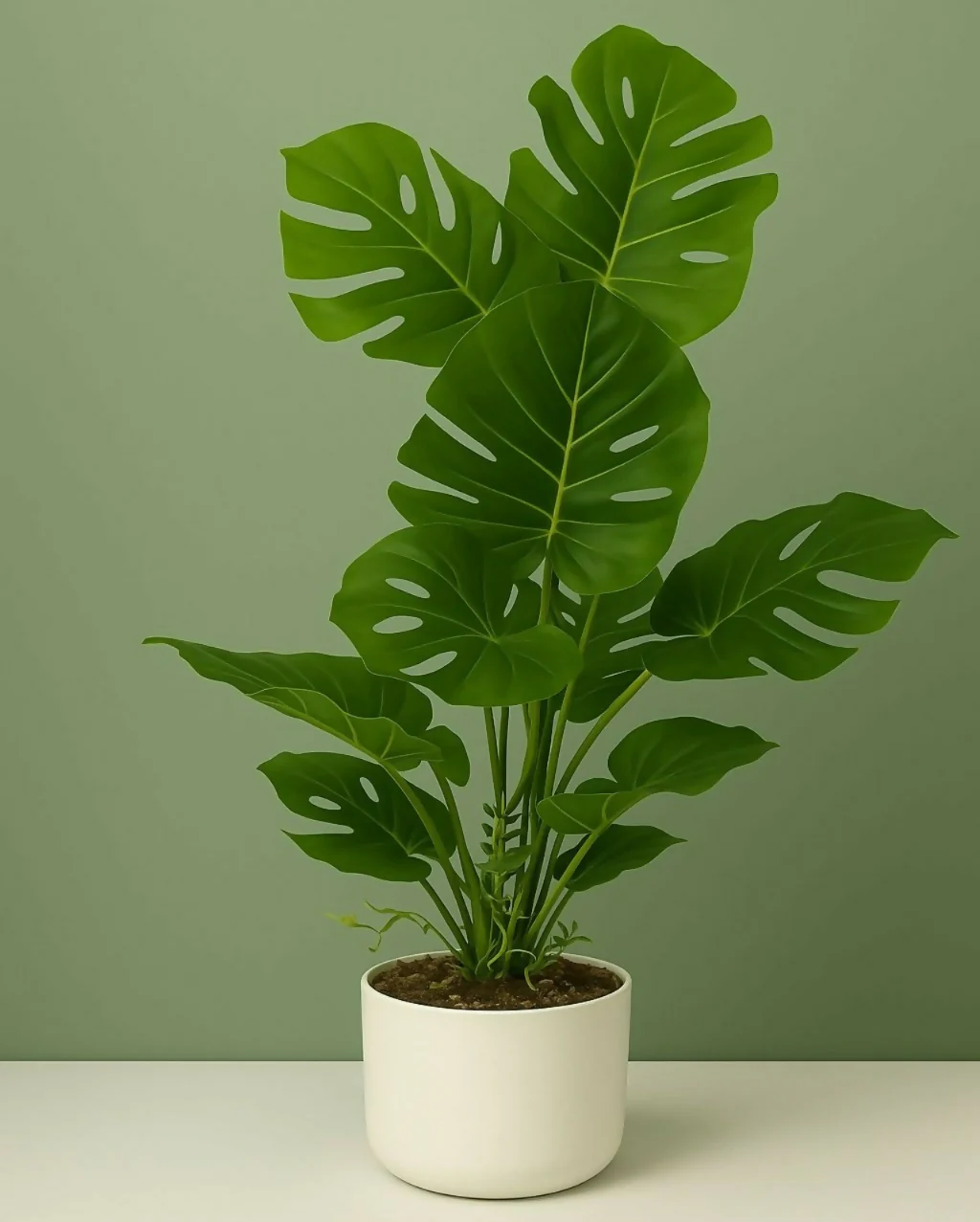 Artificial Monstera Leaf Plant with Pot for Home & Office Table Décor - Image 4