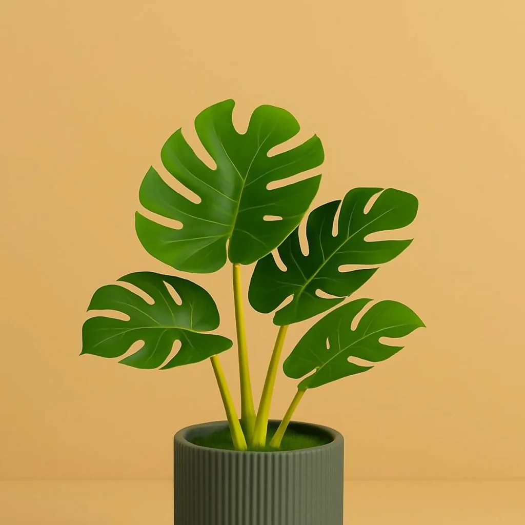 Artificial Monstera Leaf Tabletop Plant with Decorative Pot for Home Décor - Image 5