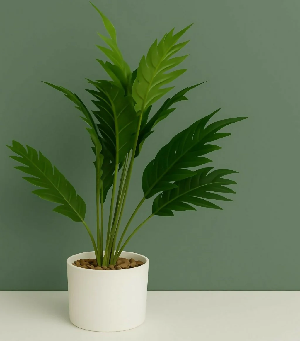 Artificial Palm Leaf Plant with Pot for Home & Office Table Décor - Image 4