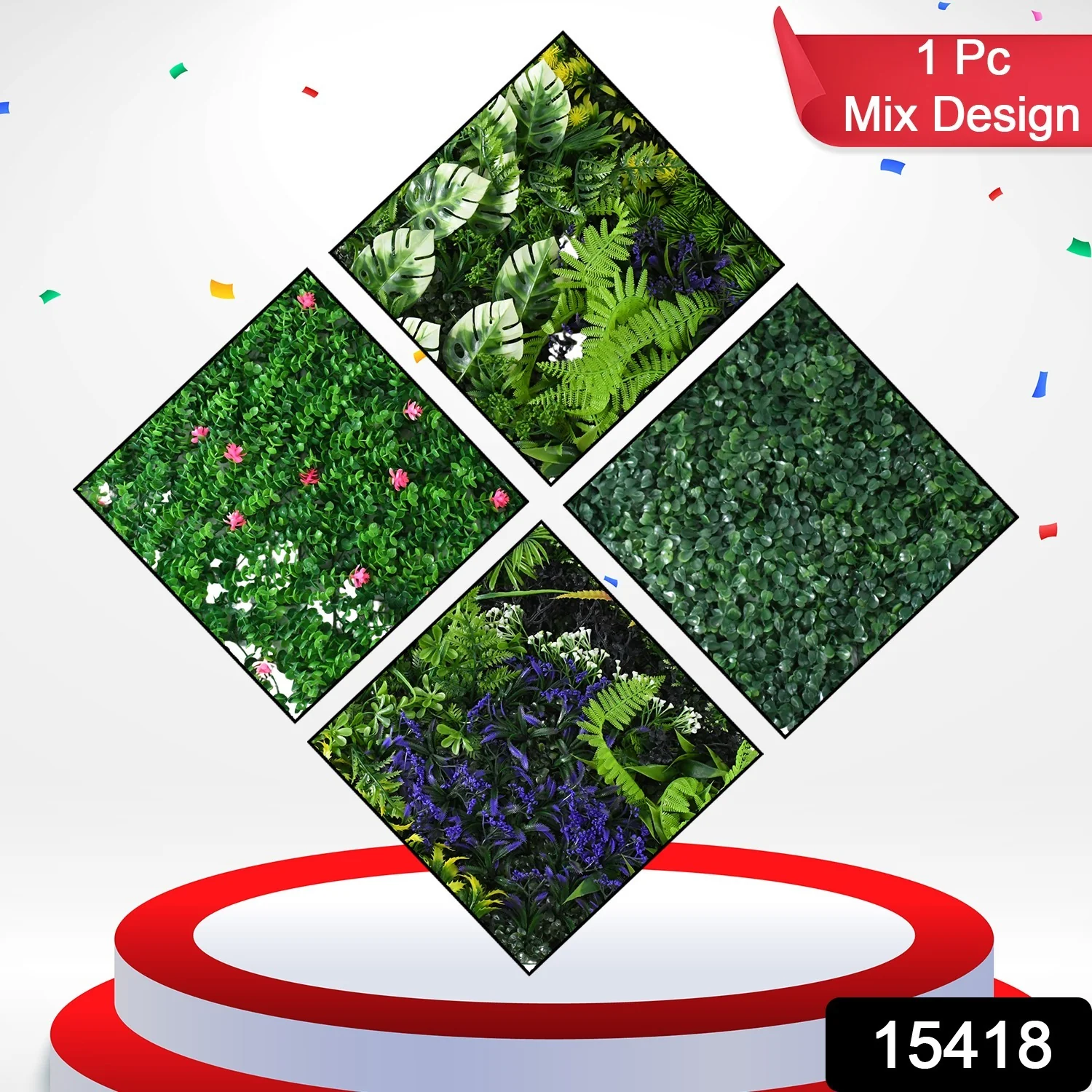 Artificial Plants Wall Topiary Wall Greenery Mat Wall Backdrop (1 Pc Mix Design) - Image 2