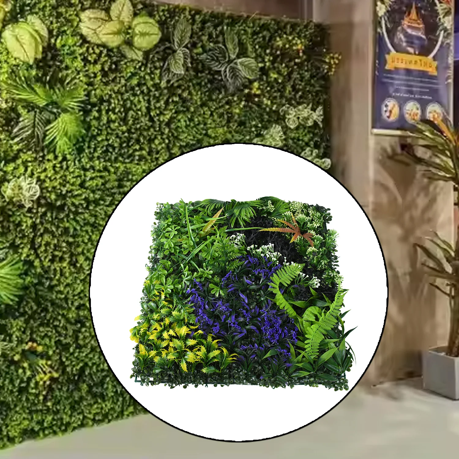 Artificial Plants Wall Topiary Wall Greenery Mat Wall Backdrop (1 Pc Mix Design) - Image 4
