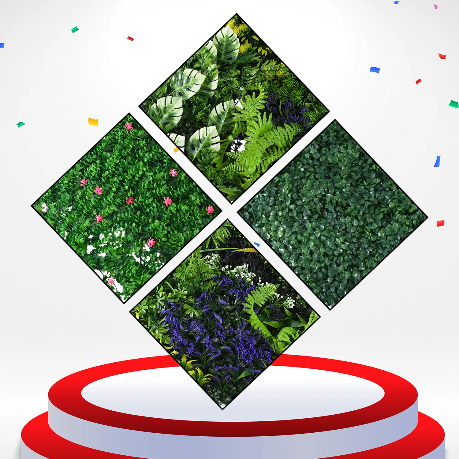 Artificial Plants Wall Topiary Wall Greenery Mat Wall Backdrop (1 Pc Mix Design) - Image 6