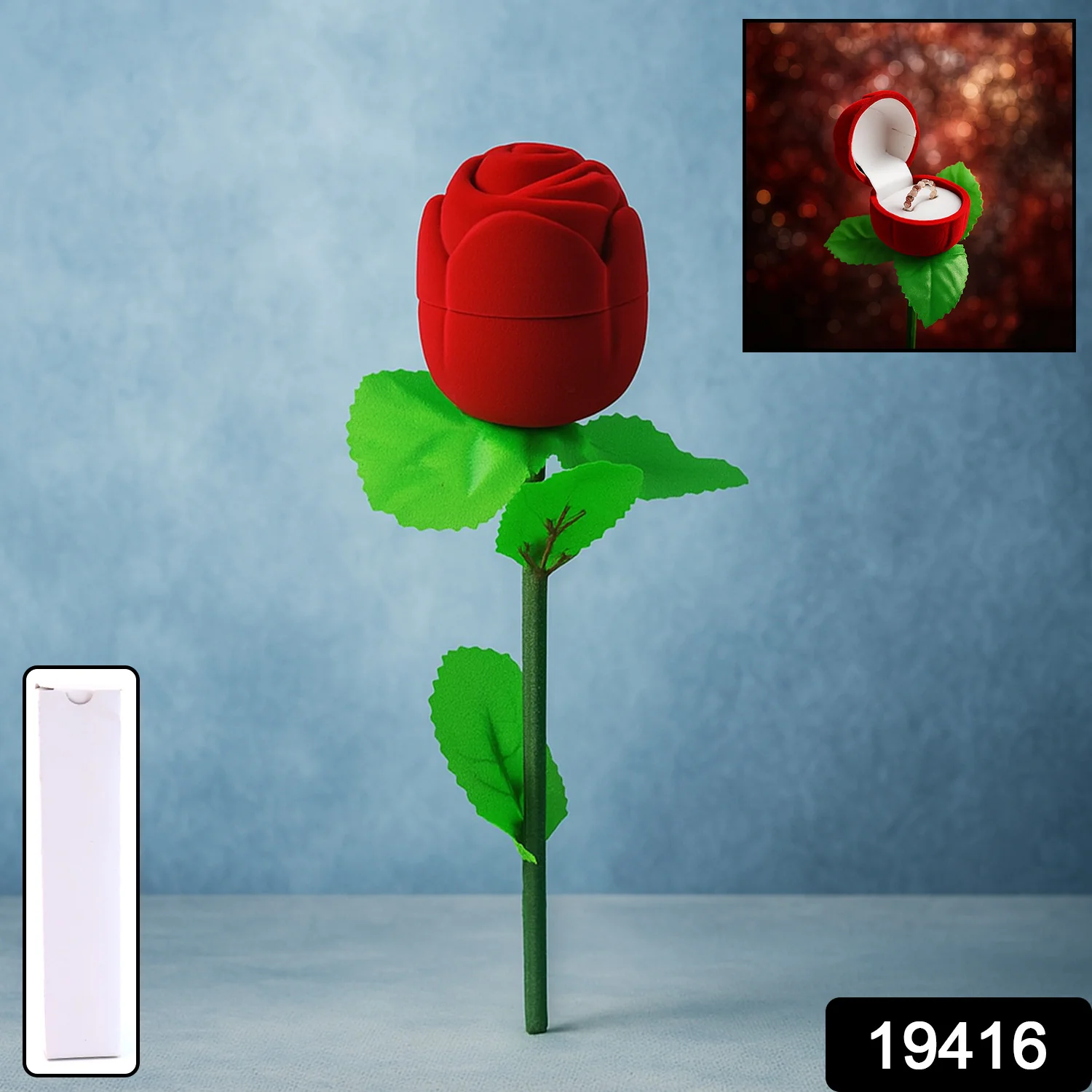 Artificial Rose Flower Shaped Jewelry Ring Box (1 Pc) - Image 2