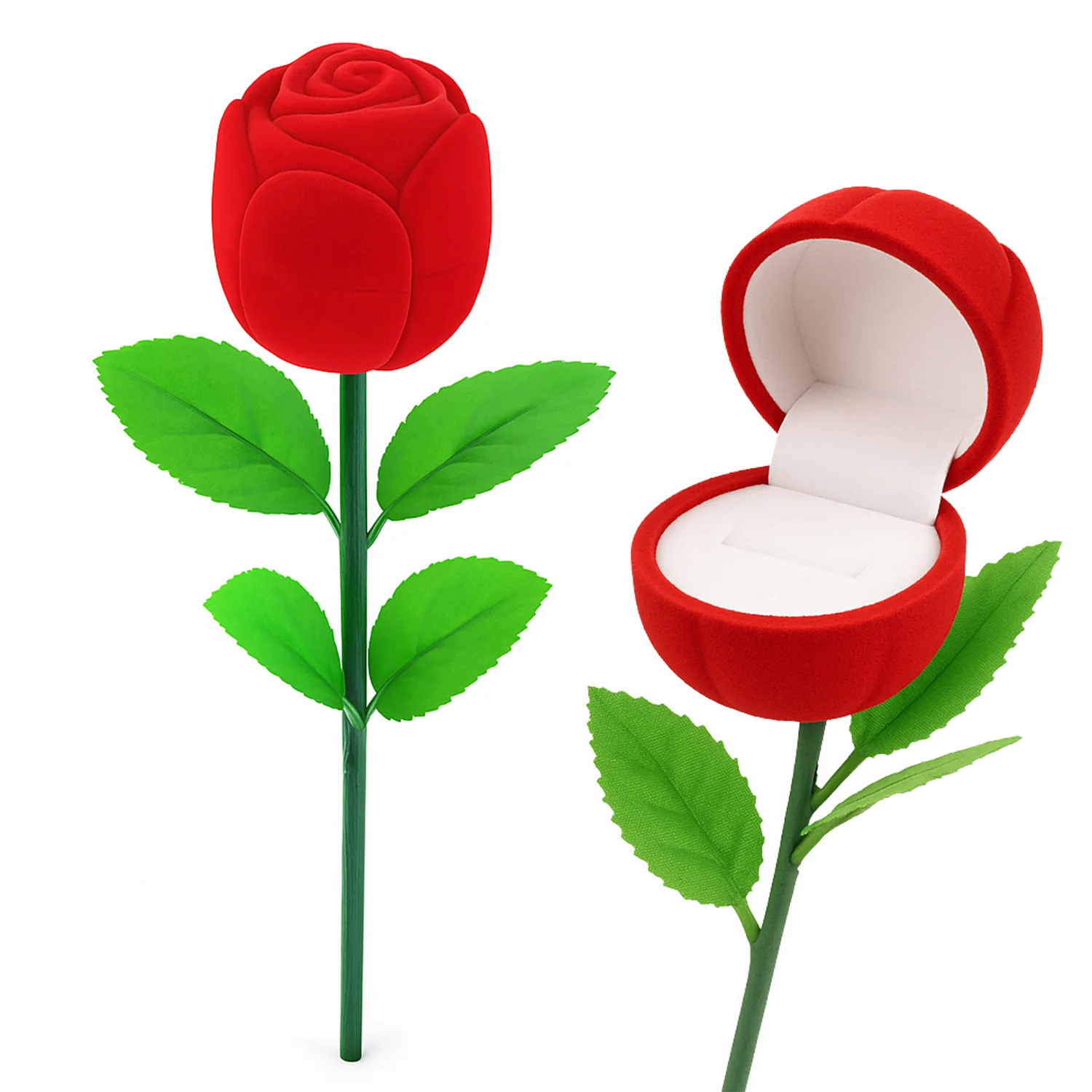 Artificial Rose Flower Shaped Jewelry Ring Box (1 Pc) - Image 5