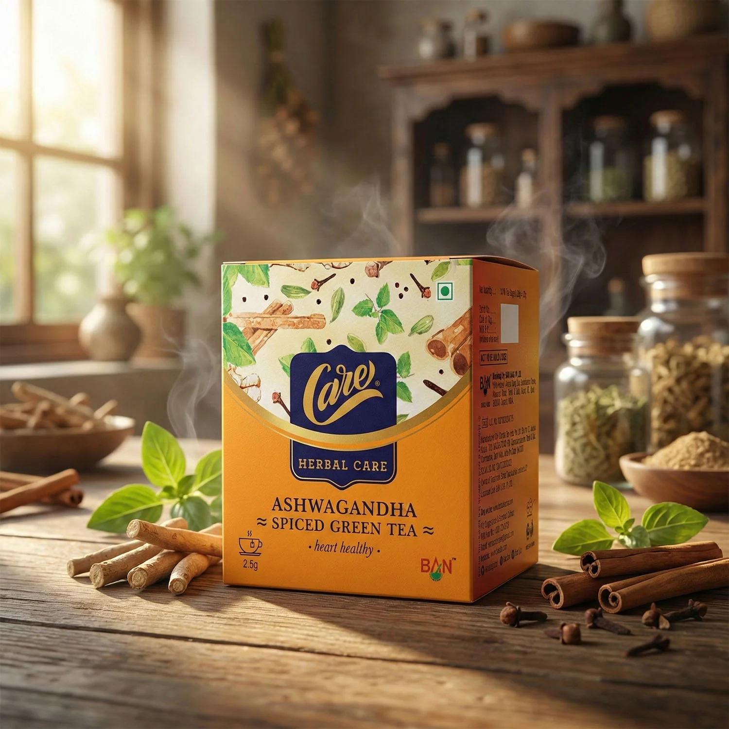 Ashwagandha Spiced Green Tea (25 Gm, 1 Set / 10 Pc Sanchets) - Image 3
