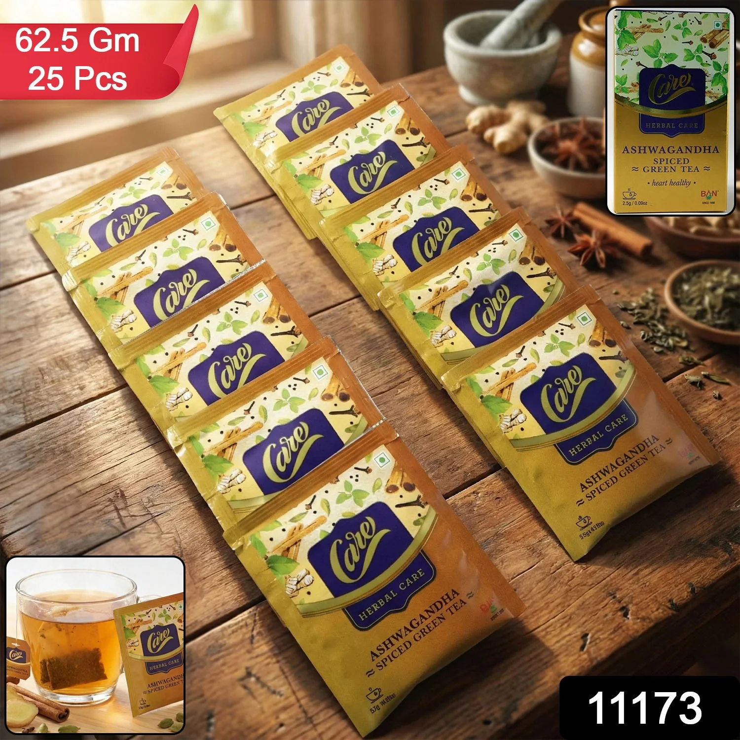 Ashwagandha Spiced Green Tea 62.5 Gm (25 Pkt, Per Pkt 2.5 Gm) - Image 2