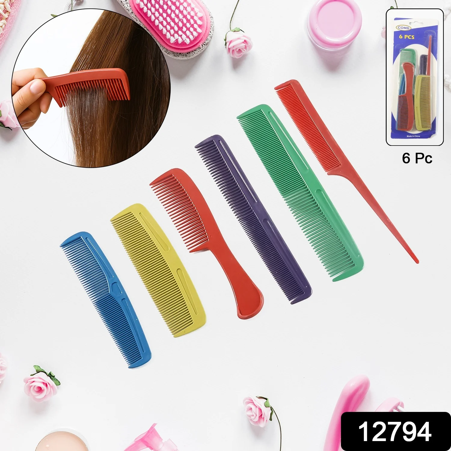 Assorted Styling Hair Comb - (6 Pc / Set) - Image 2