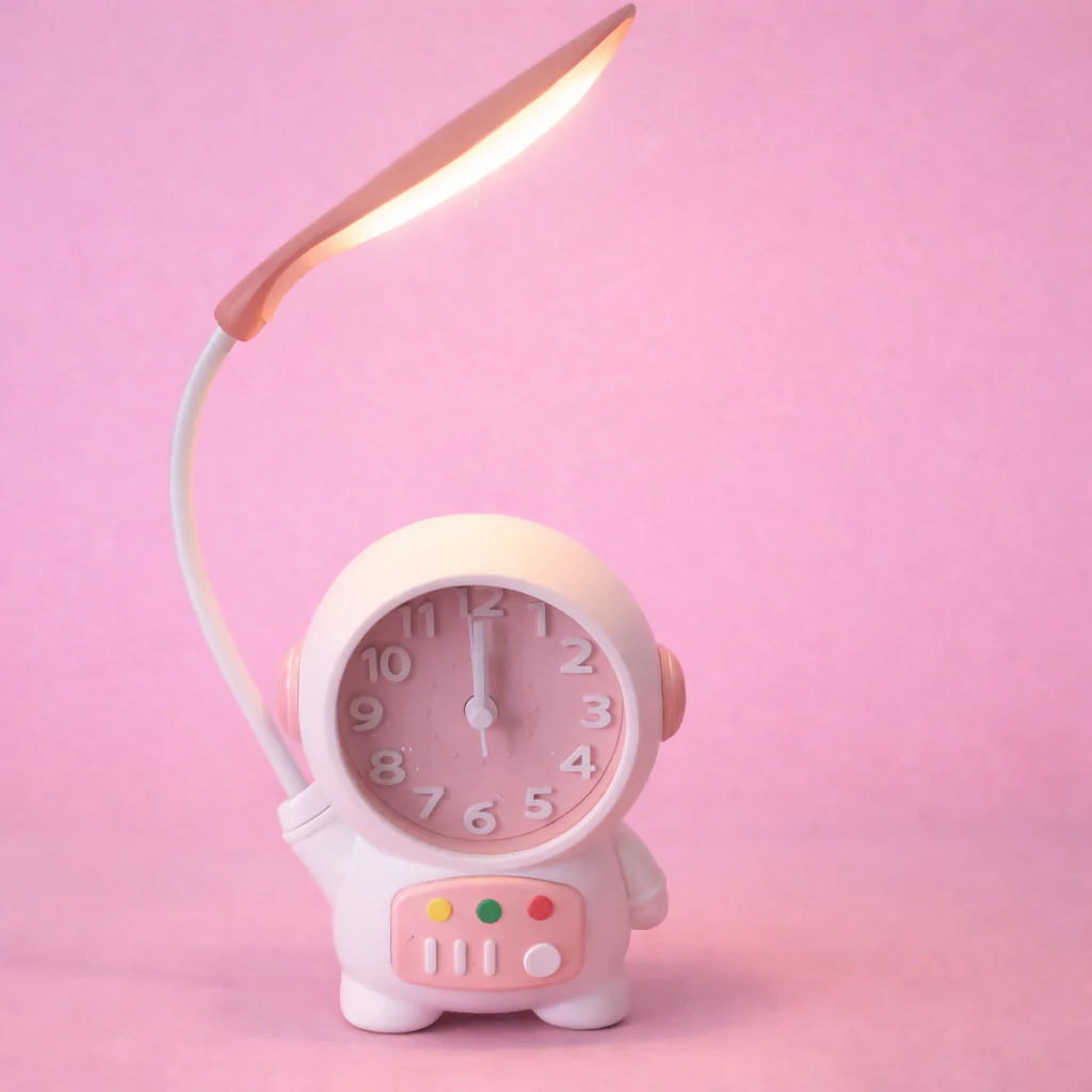 Astronaut Desk Lamp with Alarm Clock for Kids Room, Study Table & Bedside - Image 2