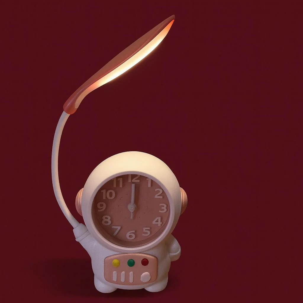 Astronaut Desk Lamp with Alarm Clock for Kids Room, Study Table & Bedside - Image 3