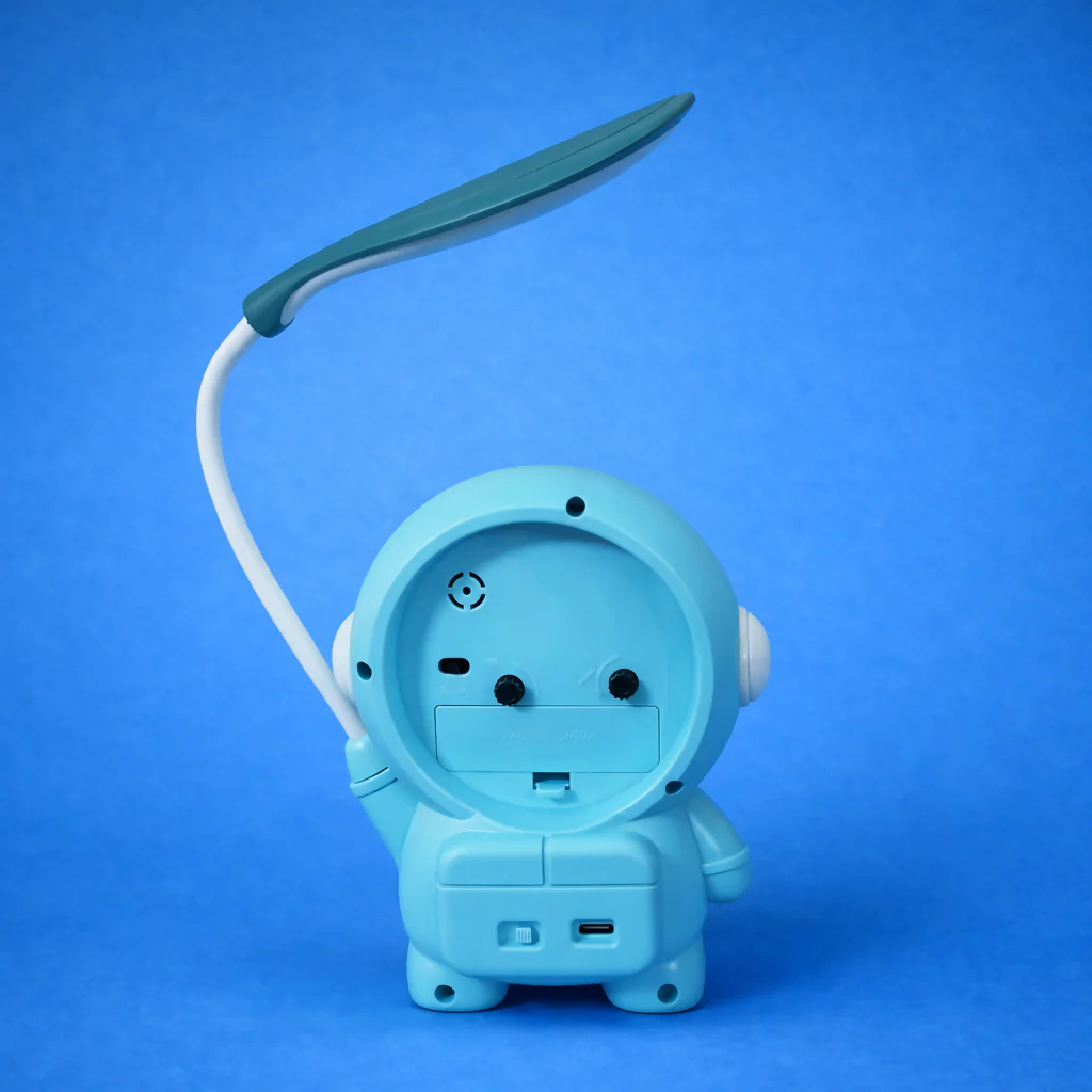 Astronaut Desk Lamp with Alarm Clock, USB Powered Study Light for Kids (BLUE) - Image 4