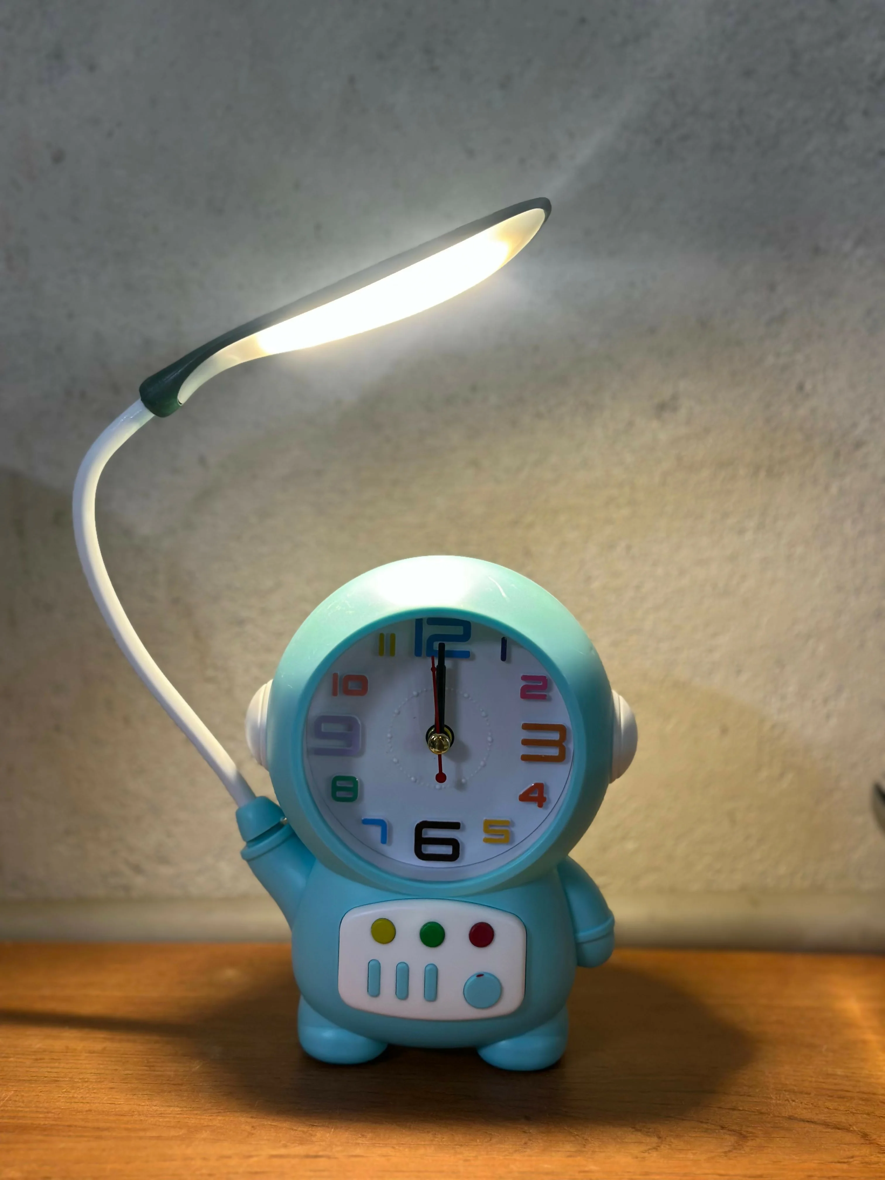 Astronaut Desk Lamp with Alarm Clock, USB Powered Study Light for Kids (BLUE) - Image 6