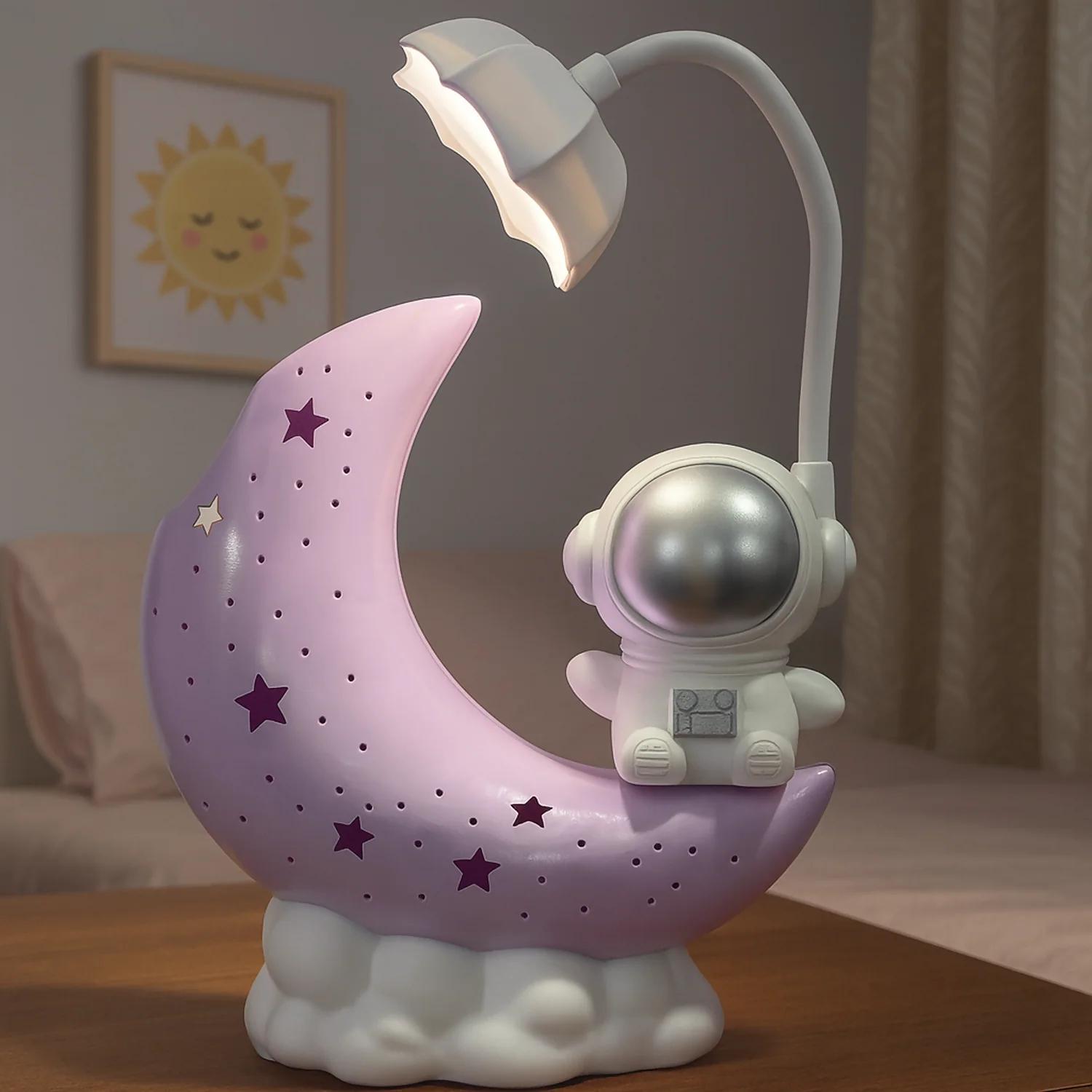 Astronaut Moon LED Night Lamp for Kids Bedroom & Baby Nursery Decor - Image 3
