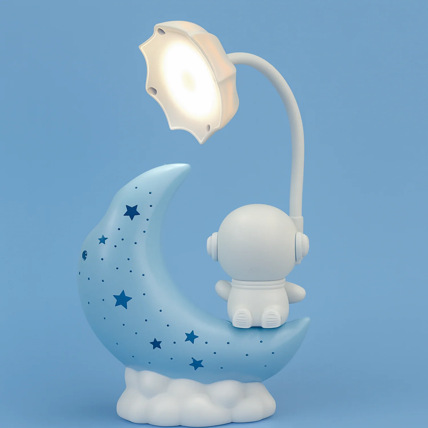 Astronaut Moon LED Night Lamp with Warm Light for Kids Bedroom & Desk (BLUE) - Image 5