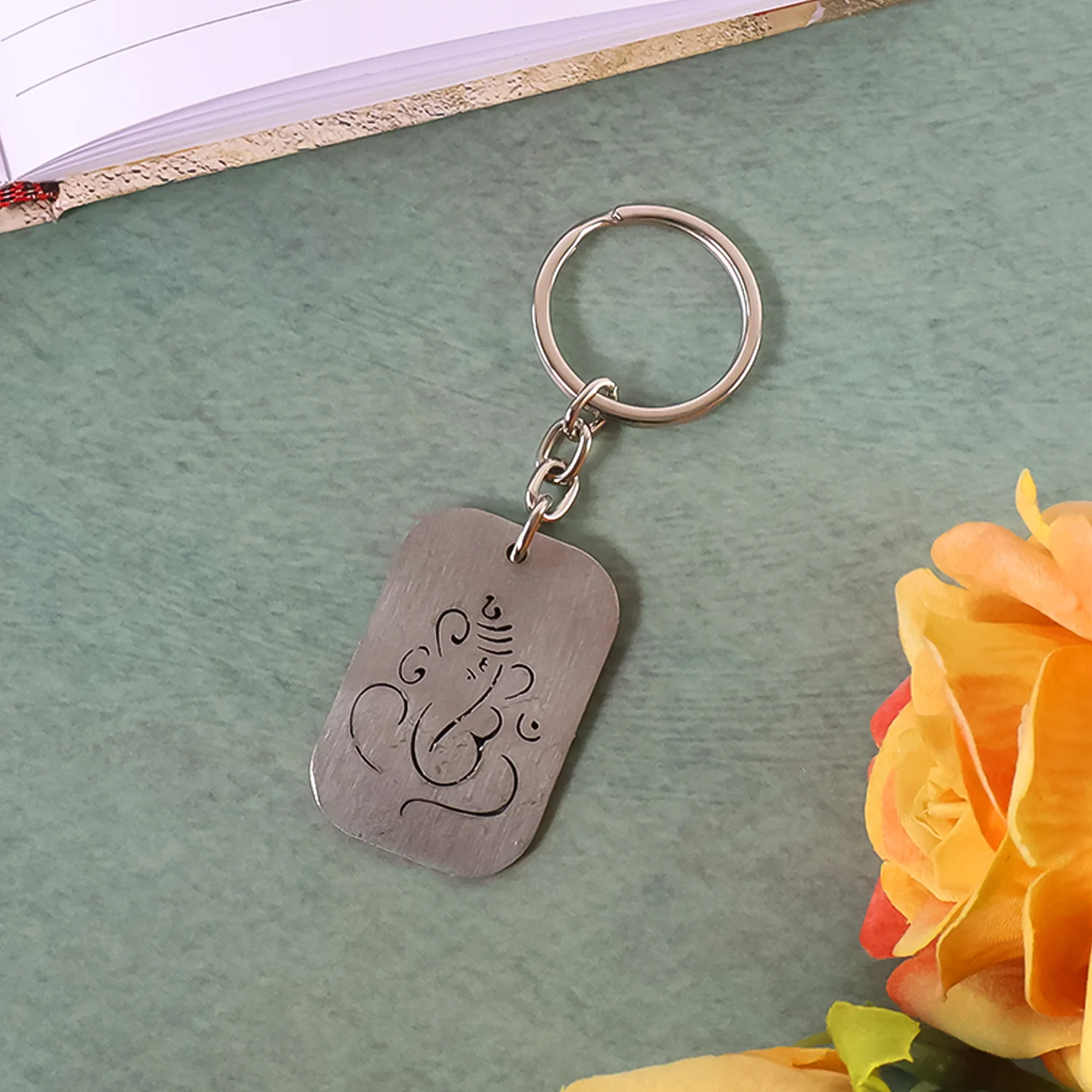 Auspicious Ganesh Cut-Out Metal Keychain - (1 Pc) - Image 6