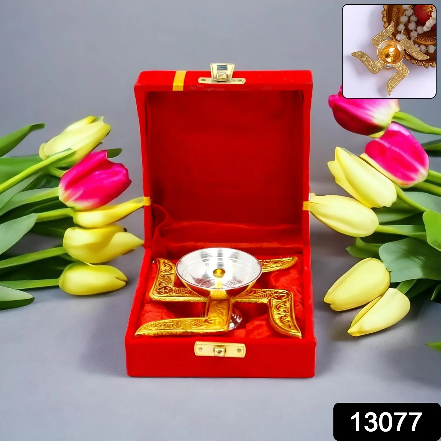 Auspicious Swastik-Base Pooja Diya - (1 Pc) - Image 2