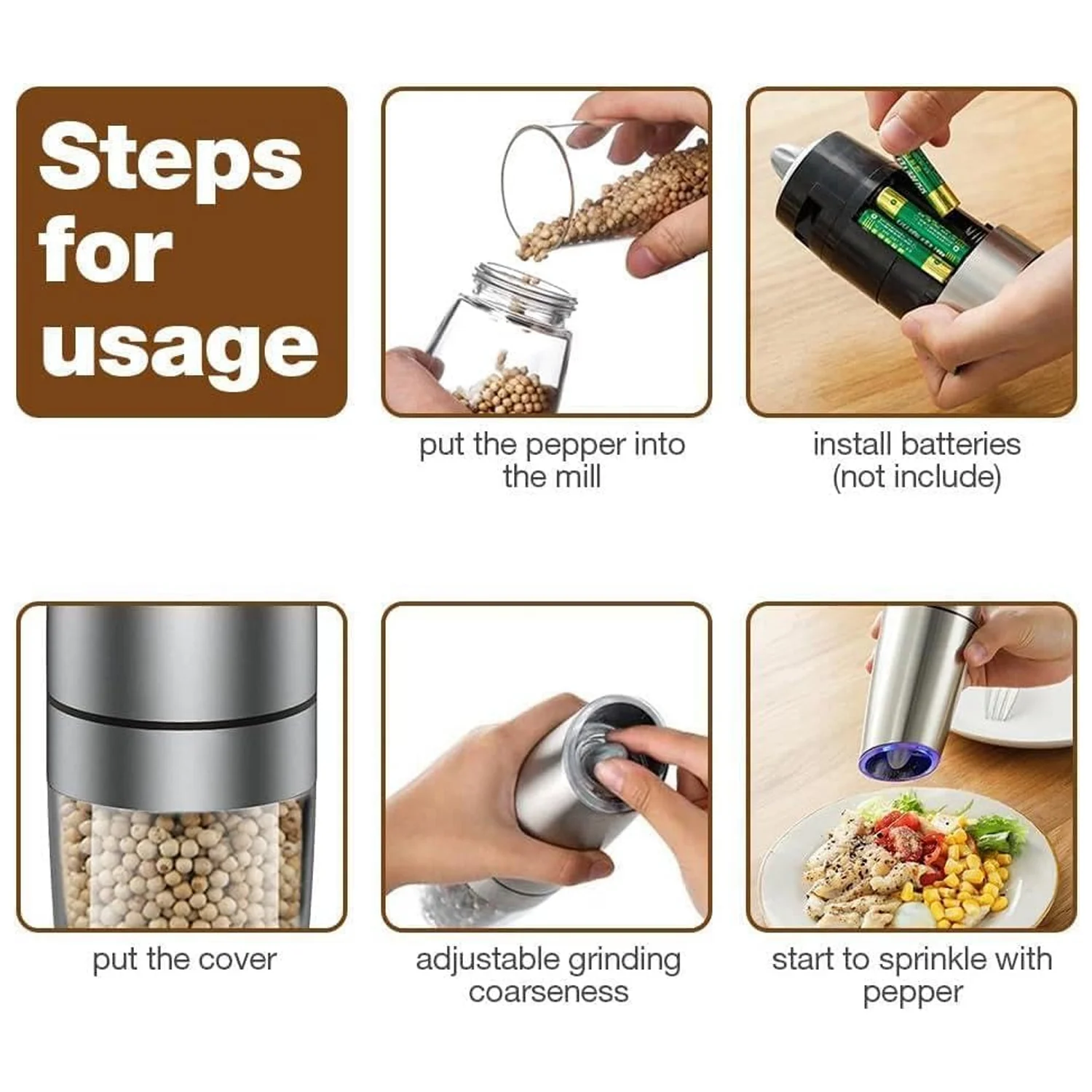 Automatic Gravity Electric Salt and Pepper Grinder Mill (1 Pc) - Image 8