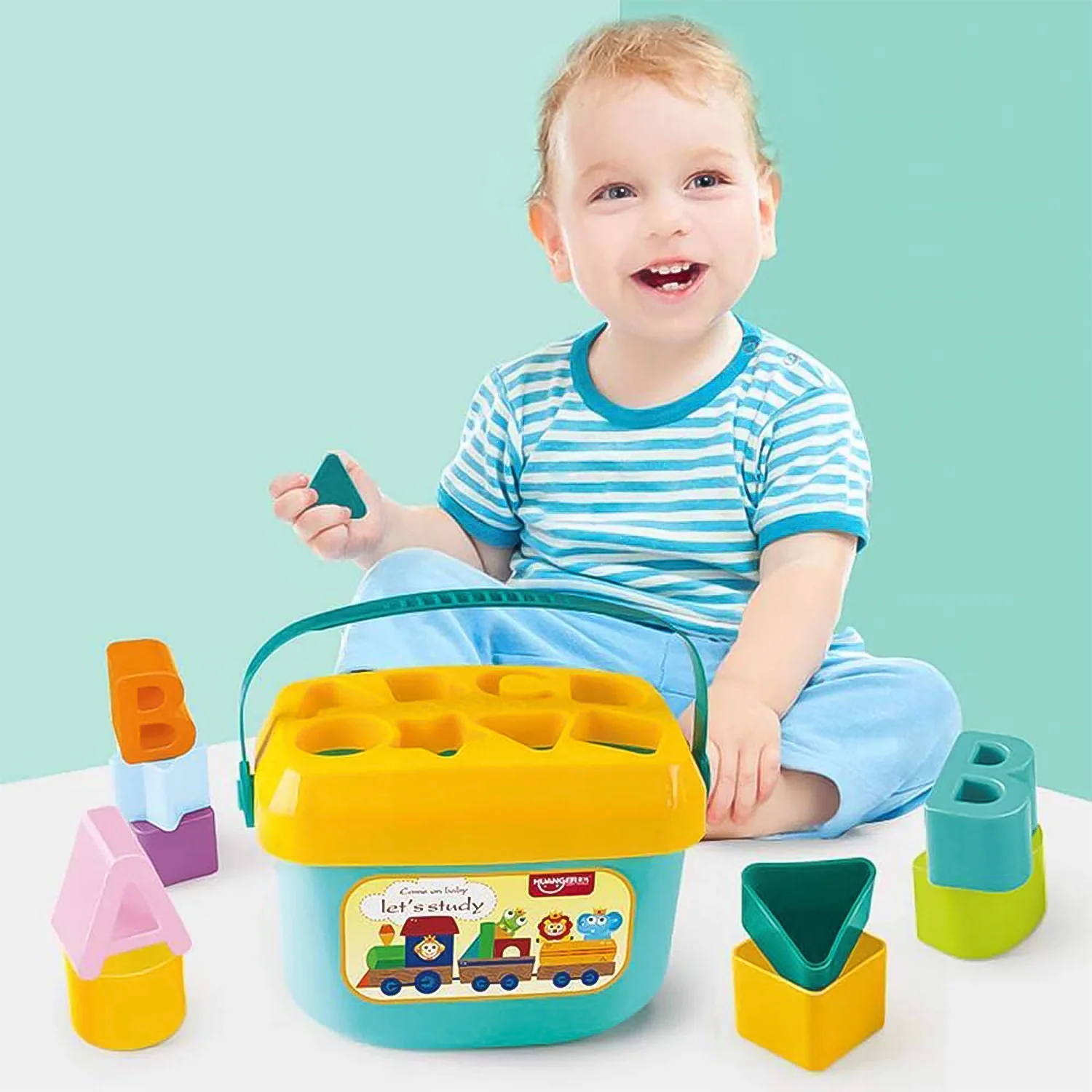 Baby First Block Set Kids Non-Toxic Abcd Geometric Shape Sorting & Stacking (1 Set) - Image 5
