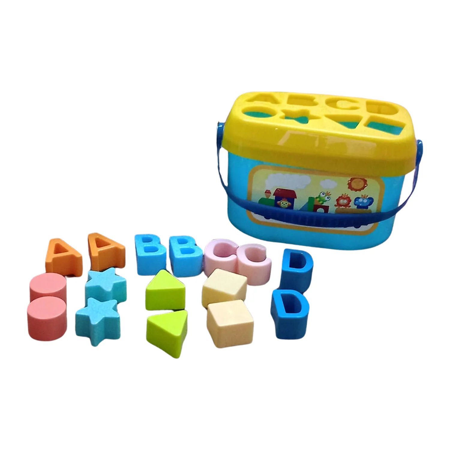 Baby First Block Set Kids Non-Toxic Abcd Geometric Shape Sorting & Stacking (1 Set) - Image 7