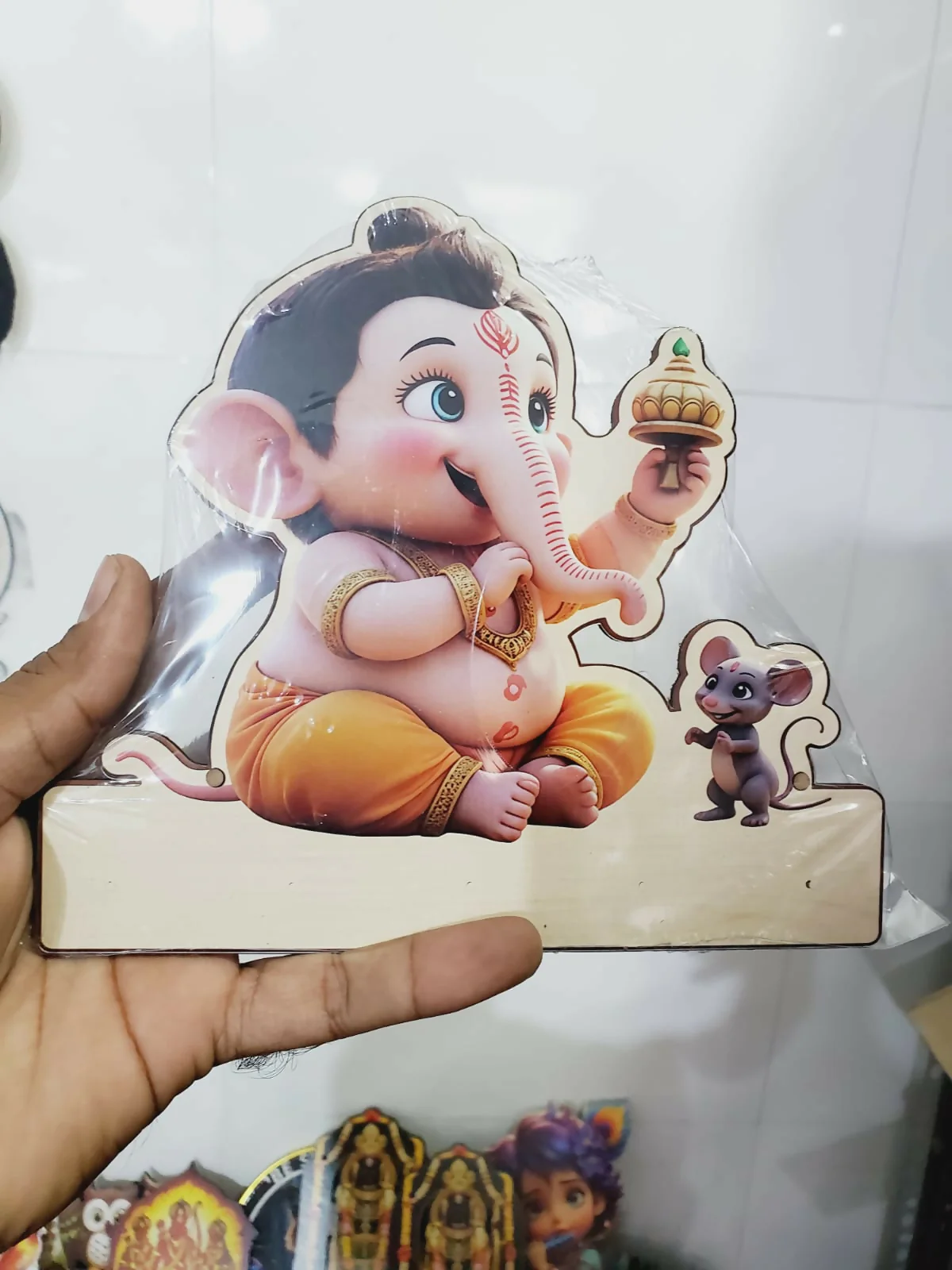 Baby Ganesha Key Holder with 5 Hooks | Wall Mounted Key Stand (8x6 Inch) - Image 4