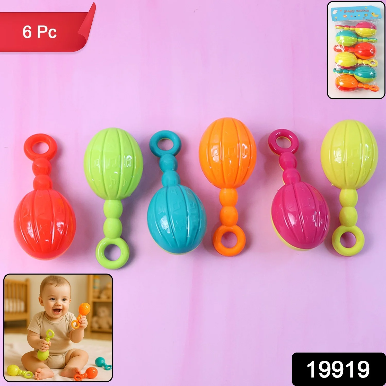Baby Hand Rattle toy - (6 Pc / Set) - Image 2