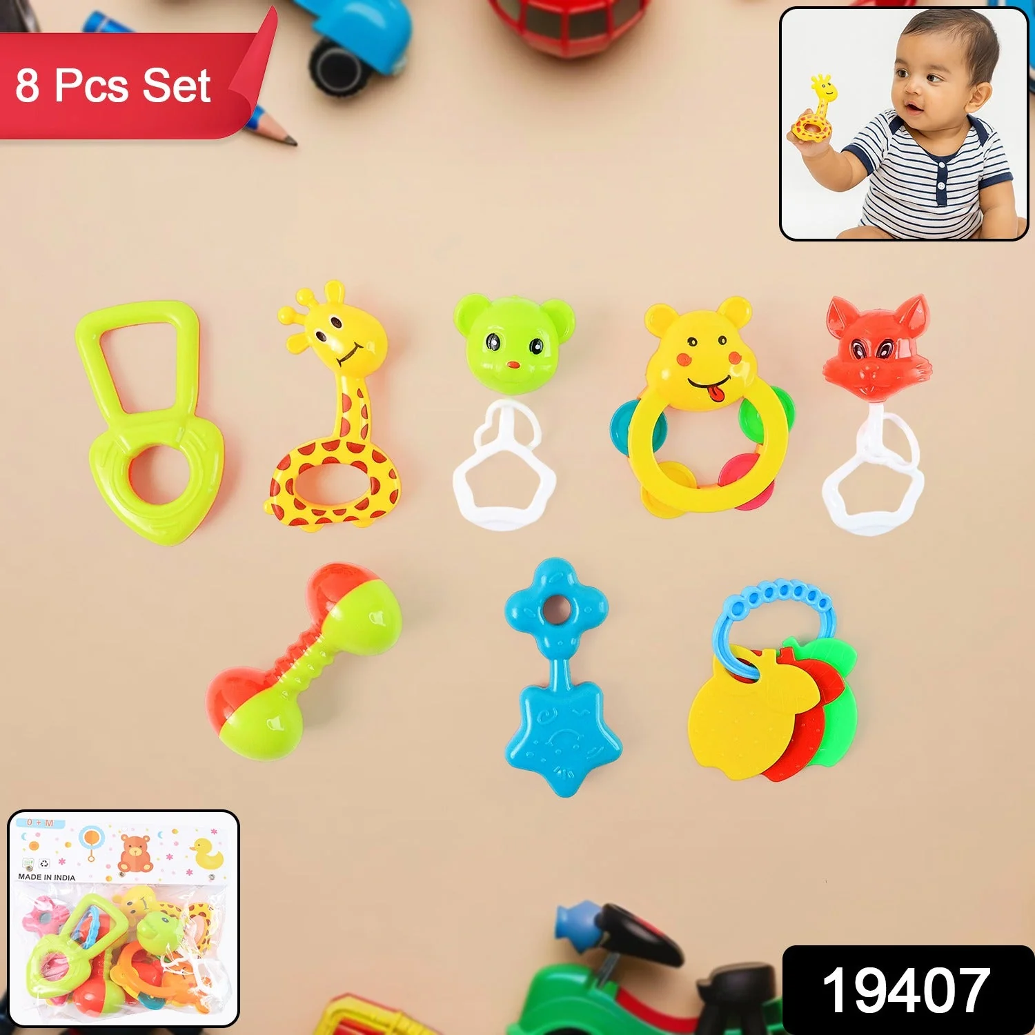Baby Rattle Toy Collection for Infants 8 Pcs Set - Image 2
