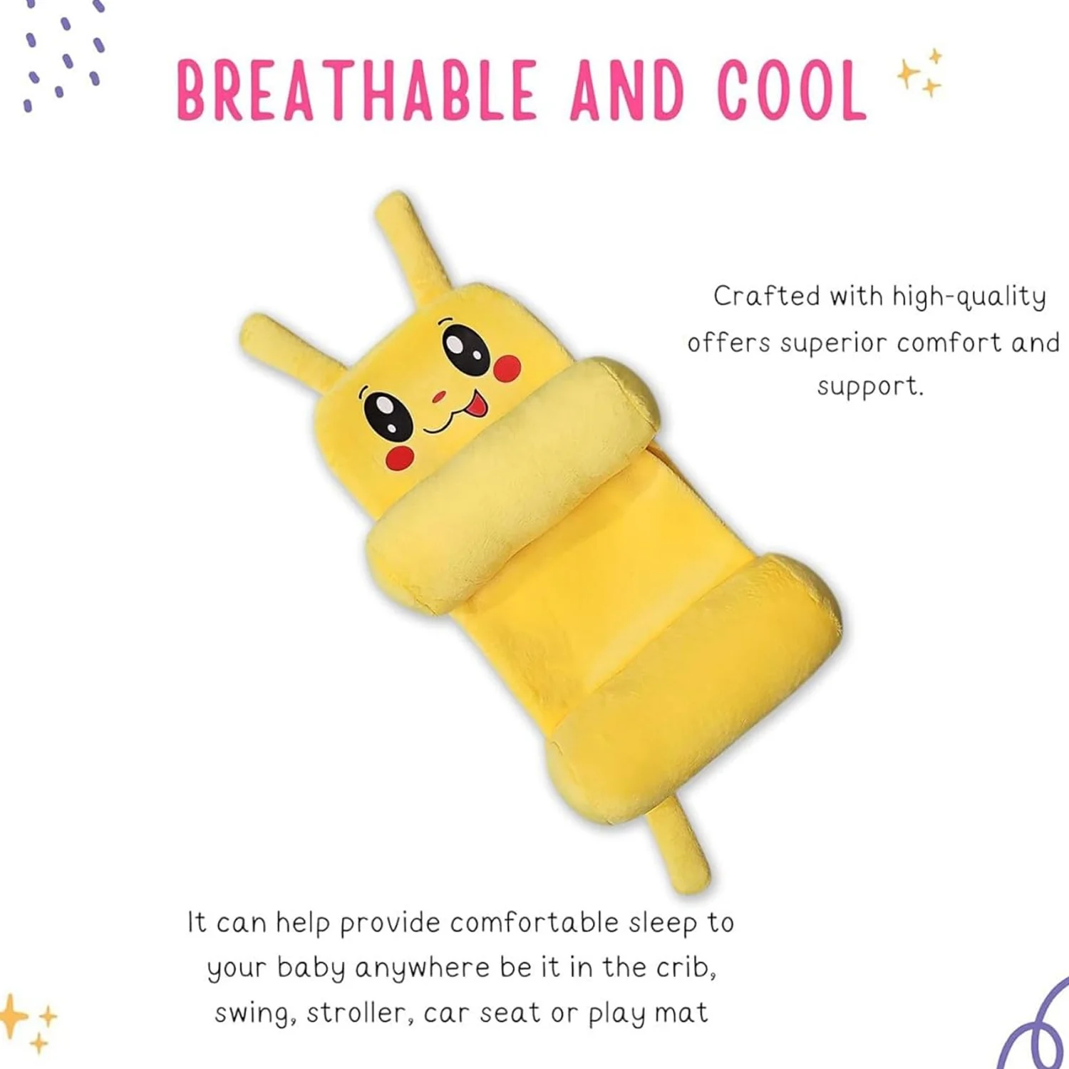 Baby Sliding Pillow with Soft Support Design (1 Pc / Mix Color) - Image 7