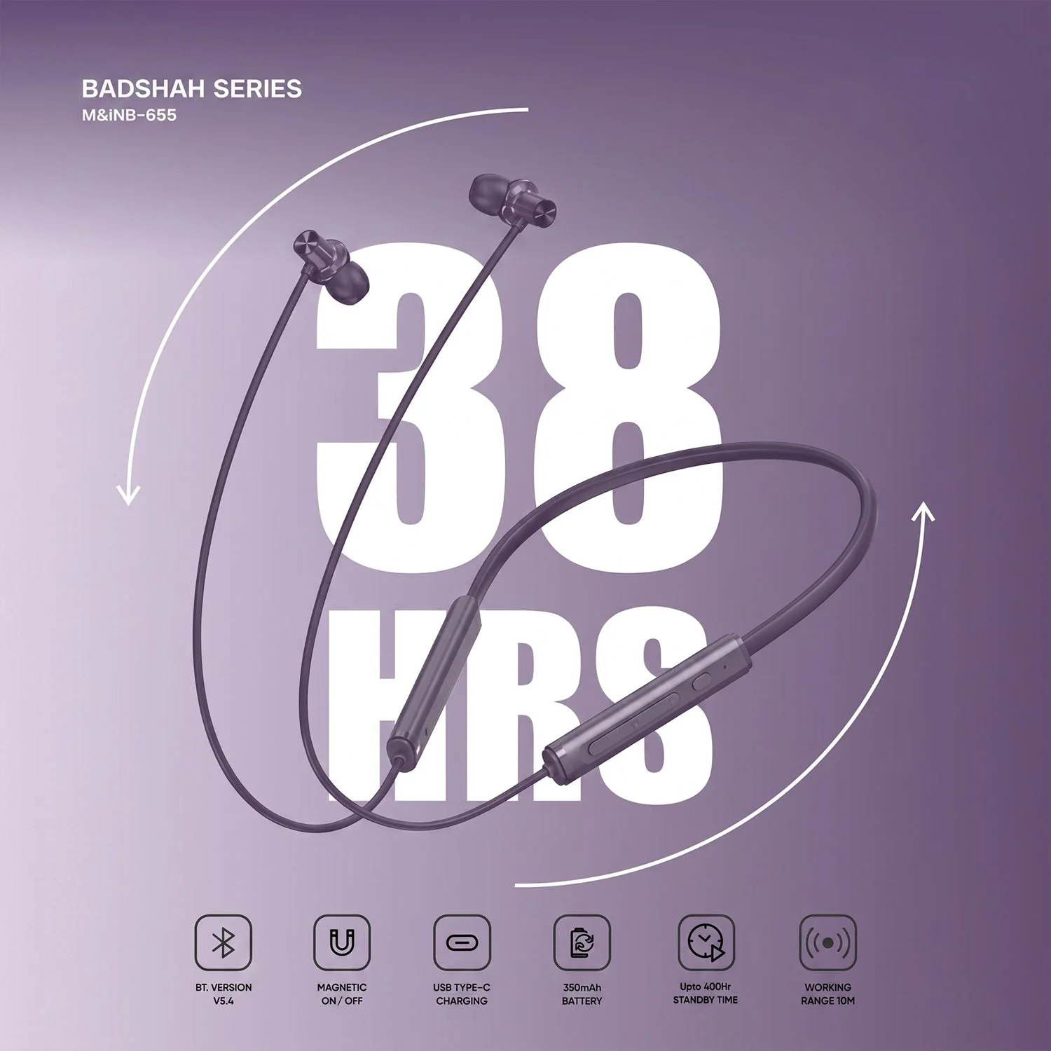 Badshah Series Wireless Stereo Bass Neckband Earphones, Neck band (1 Pc) - Image 7