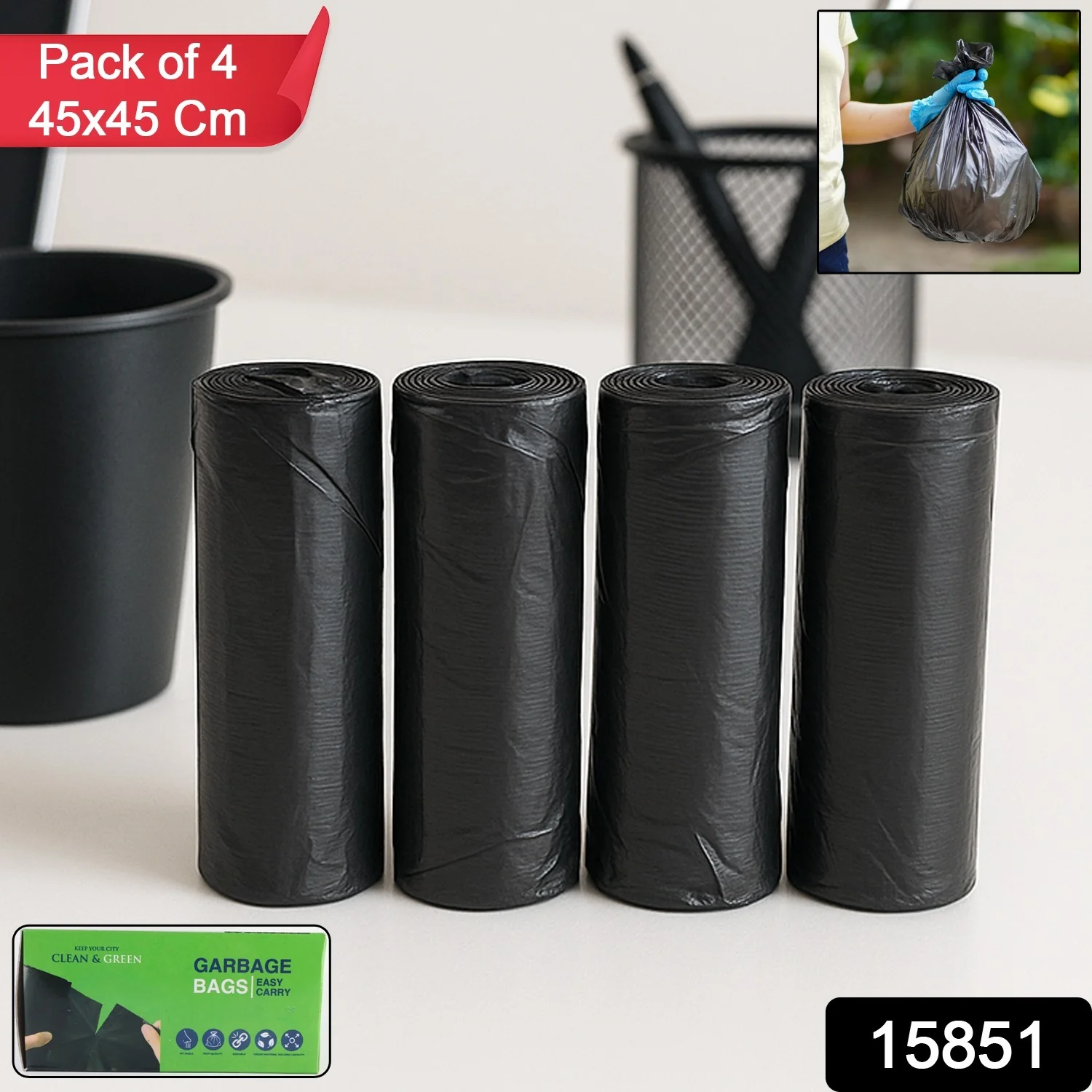 Garbage Bags – Pack of 4 Rolls (45 × 45 cm) - Image 2
