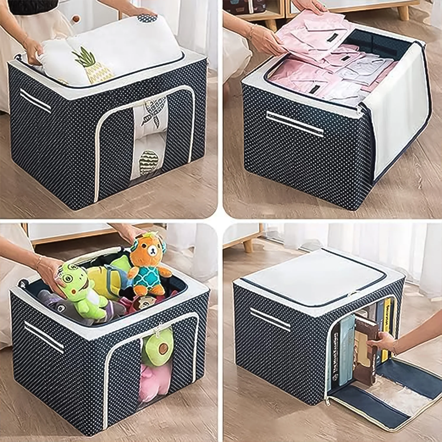 Foldable Steel-Frame Clothes Storage Box - (50x40 Cm) - Image 3