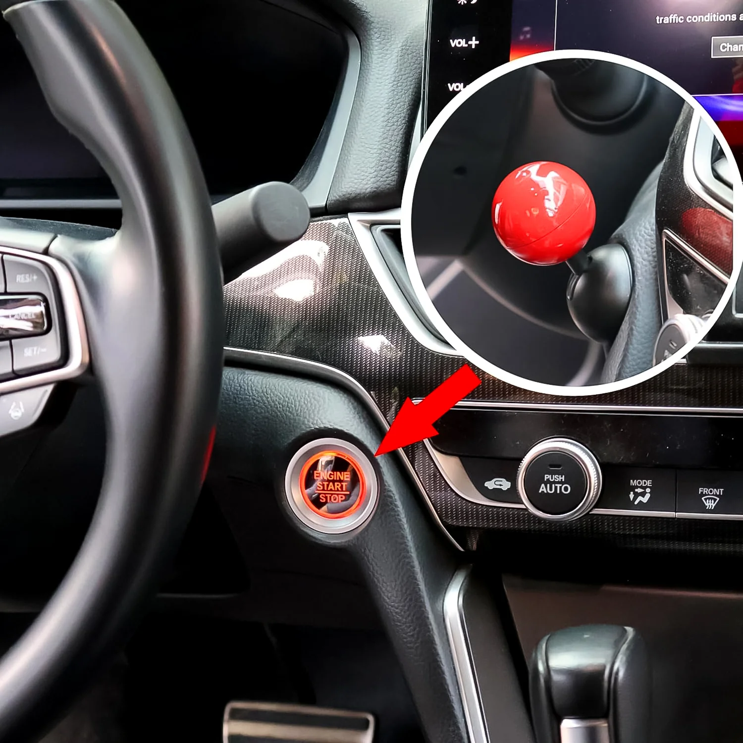 Ball Design Car Push Start Button Rocker / Cover (1 Pc) - Image 3