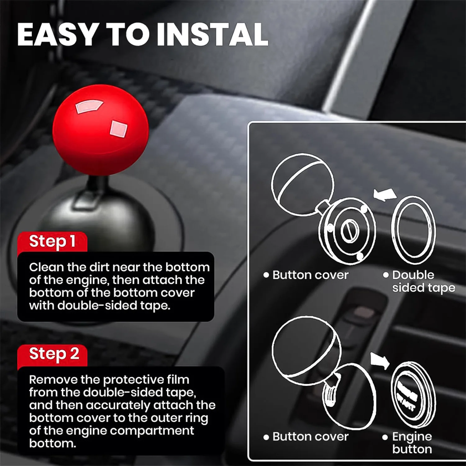Ball Design Car Push Start Button Rocker / Cover (1 Pc) - Image 6