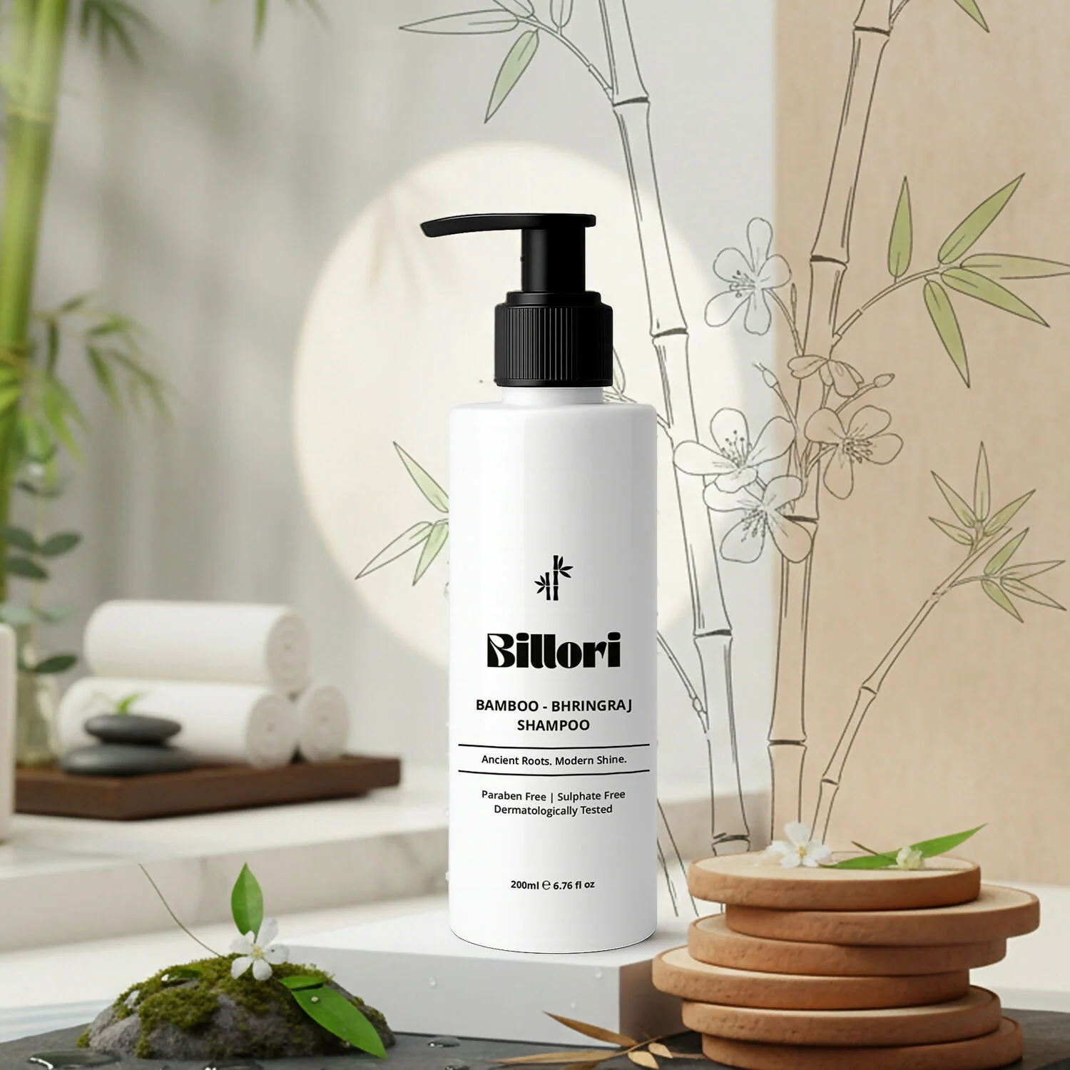 Bamboo Bhringraj Shampoo with Neem, Aritha & Shikakai Extracts (5 Power Shampoo),Dermatologically Tested  (200ml) - Image 3