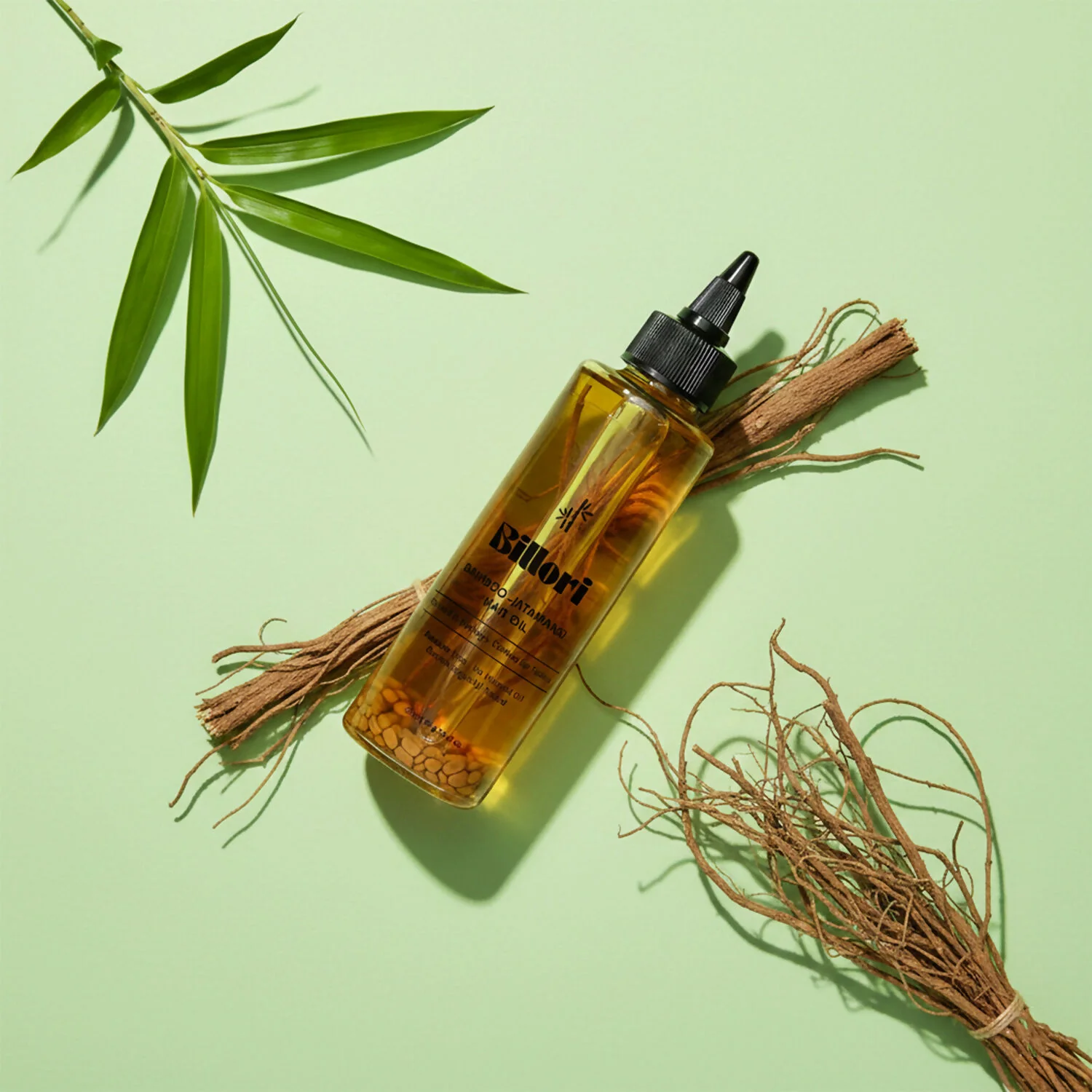 Bamboo Jatamansi Hair Oil with Methi Seeds, Gunja Seeds, Vetiver Roots & a trio of Rice Bran, Sesame & Castor Oils (200 ml) - Image 2