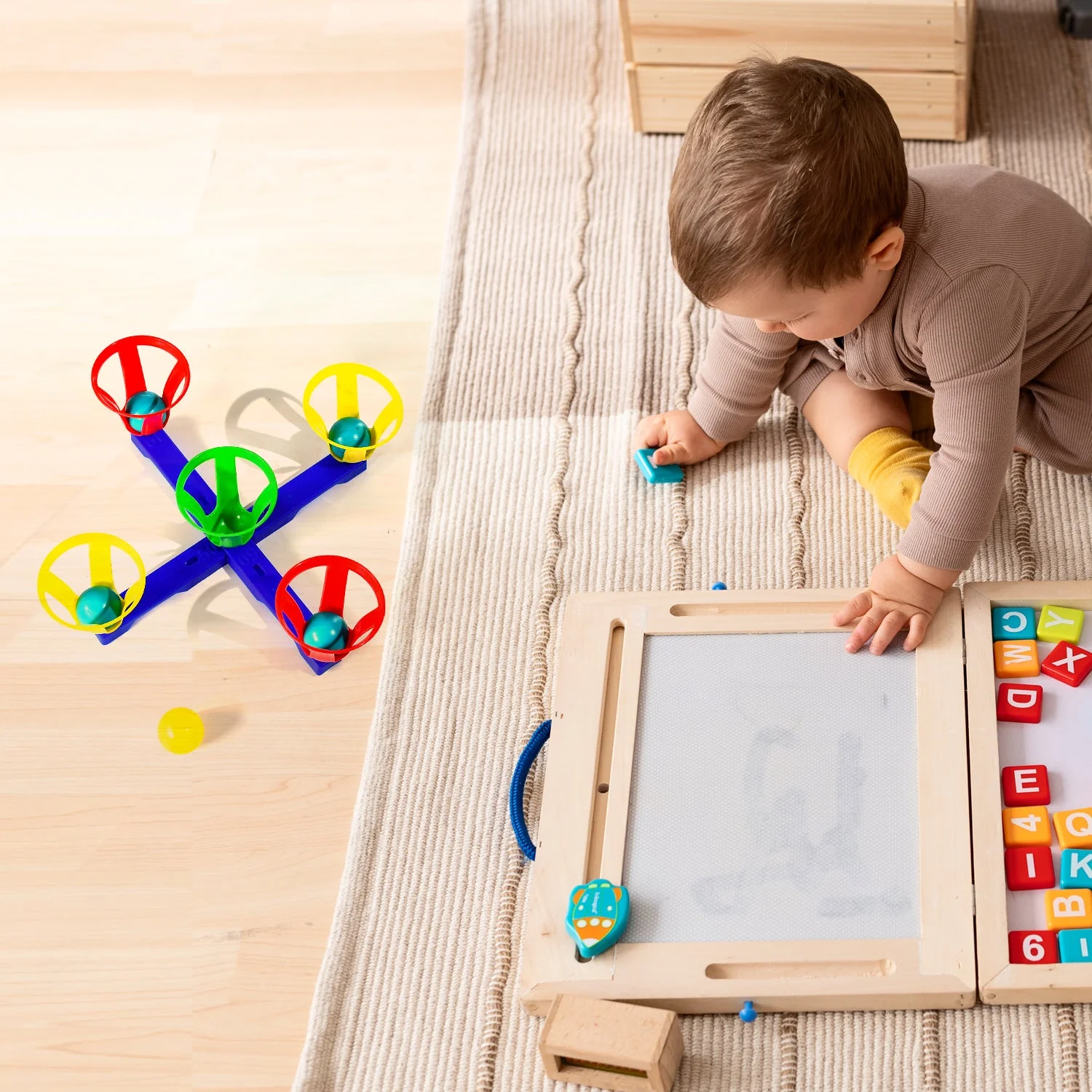 Baskets and balls fun toy for kids with 5 basket and 5 balls. - Image 3