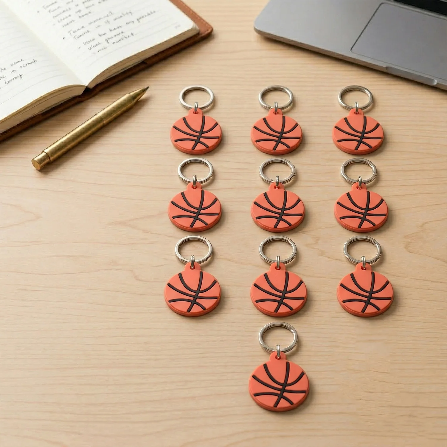 Basketball Design Bag Charm Keychain Set (10 Pc) - Image 3