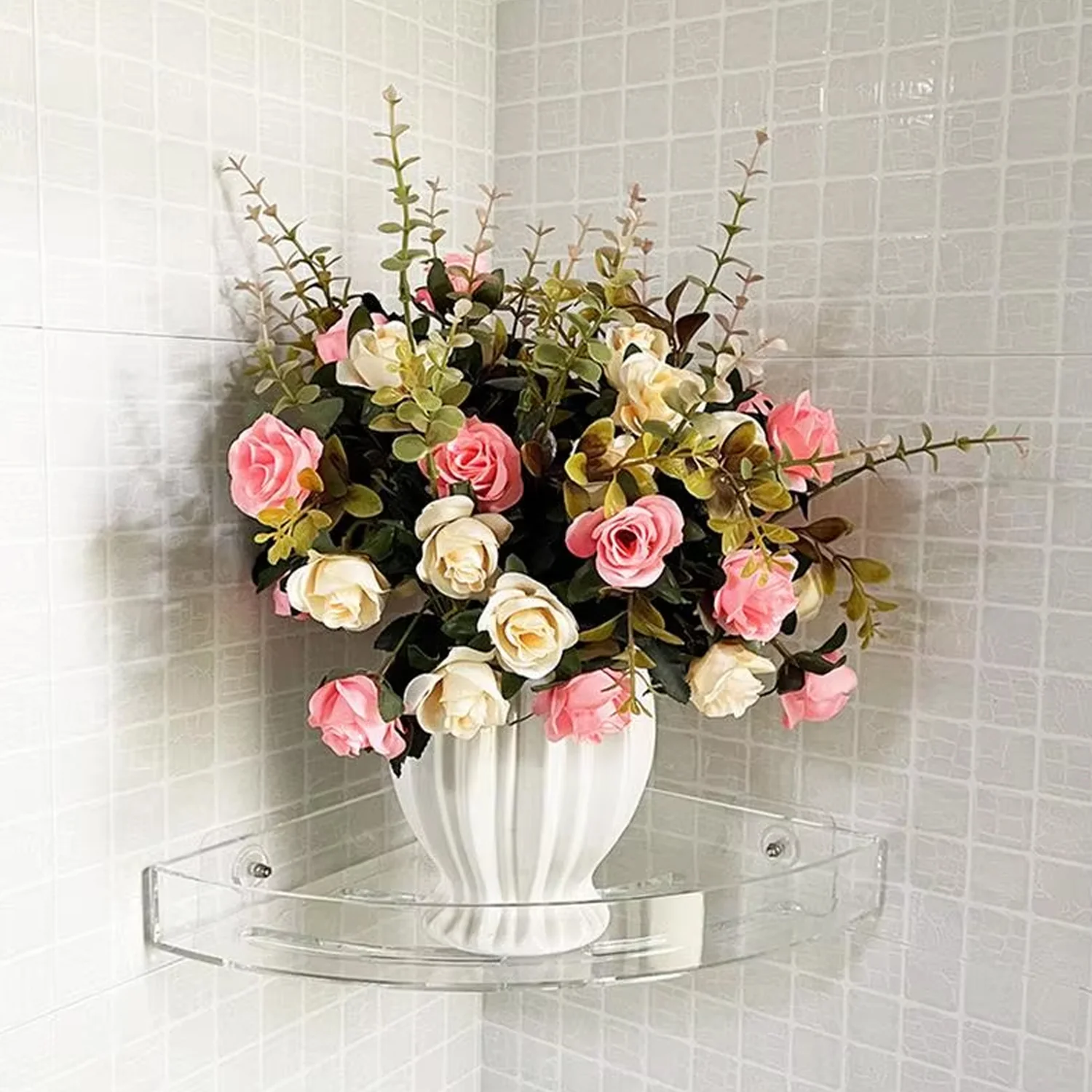 Bathroom Plastic Corner Shelf Rack Set for Wall Number of Shelves (3 Pcs Set) - Image 4