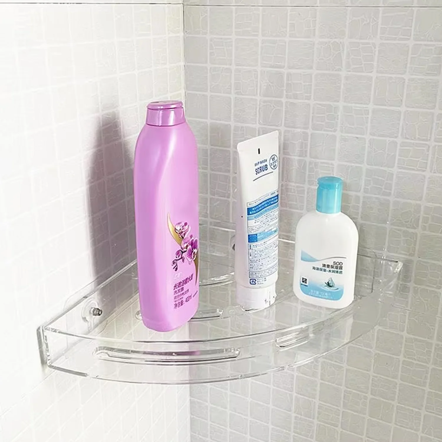 Bathroom Plastic Corner Shelf Rack Set for Wall Number of Shelves (3 Pcs Set) - Image 7