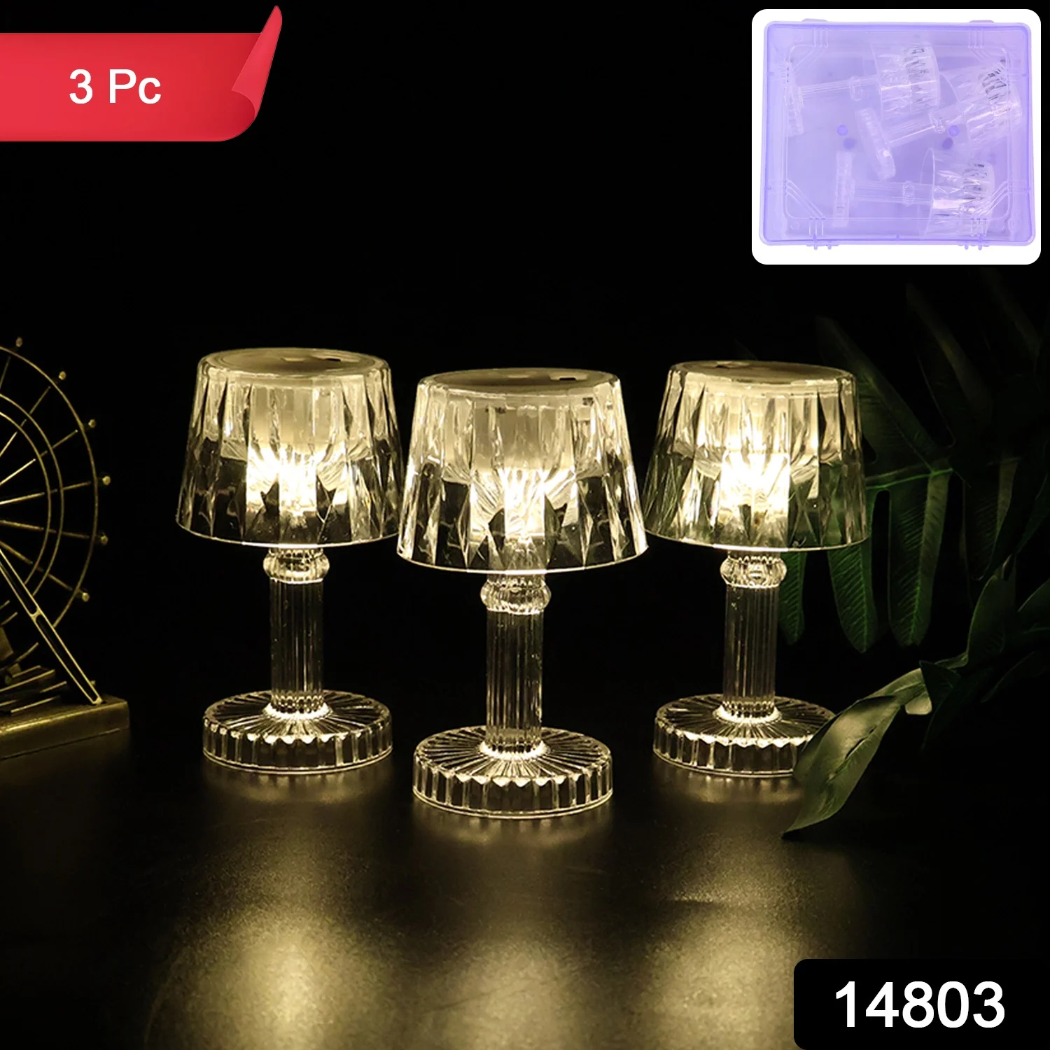 Battery Operated Decorative LED Mini Table Lamp (3 Pc / Set) - Image 2