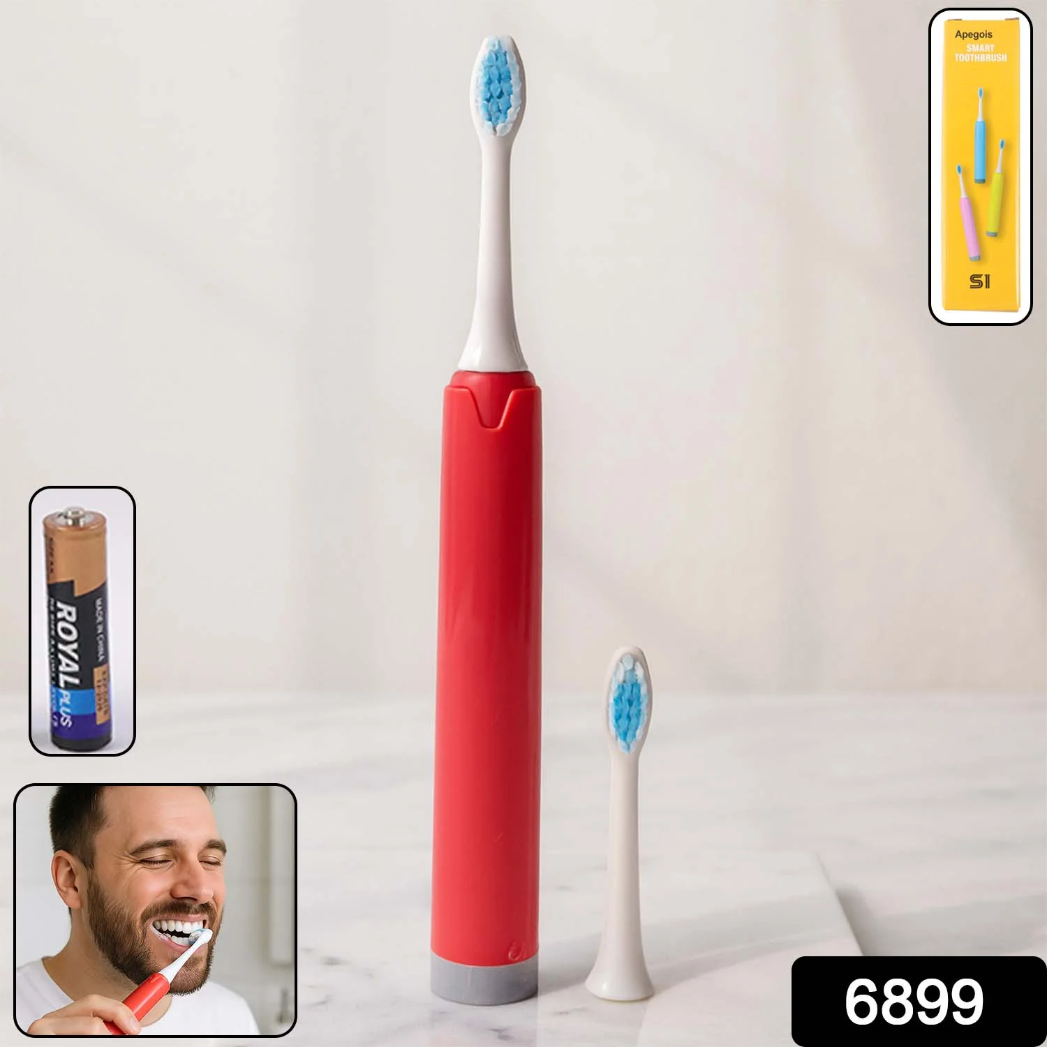 Battery-Operated Electric Toothbrush with Replaceable Head (Mix Color / 1 Pc) - Image 2