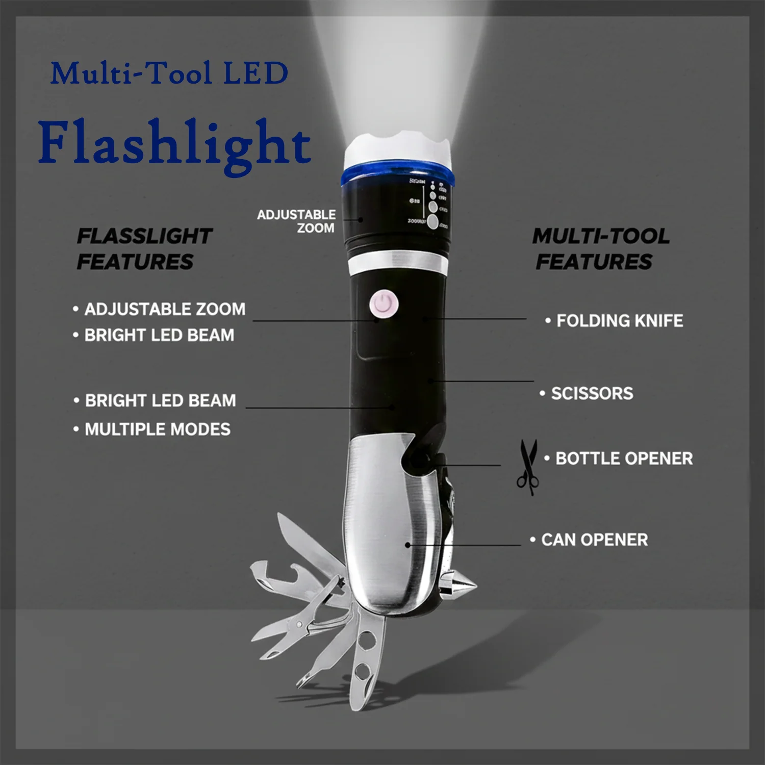 Battery Operated Multi-Tool LED Flashlight – All in One Tool Light (1 Pc) - Image 4