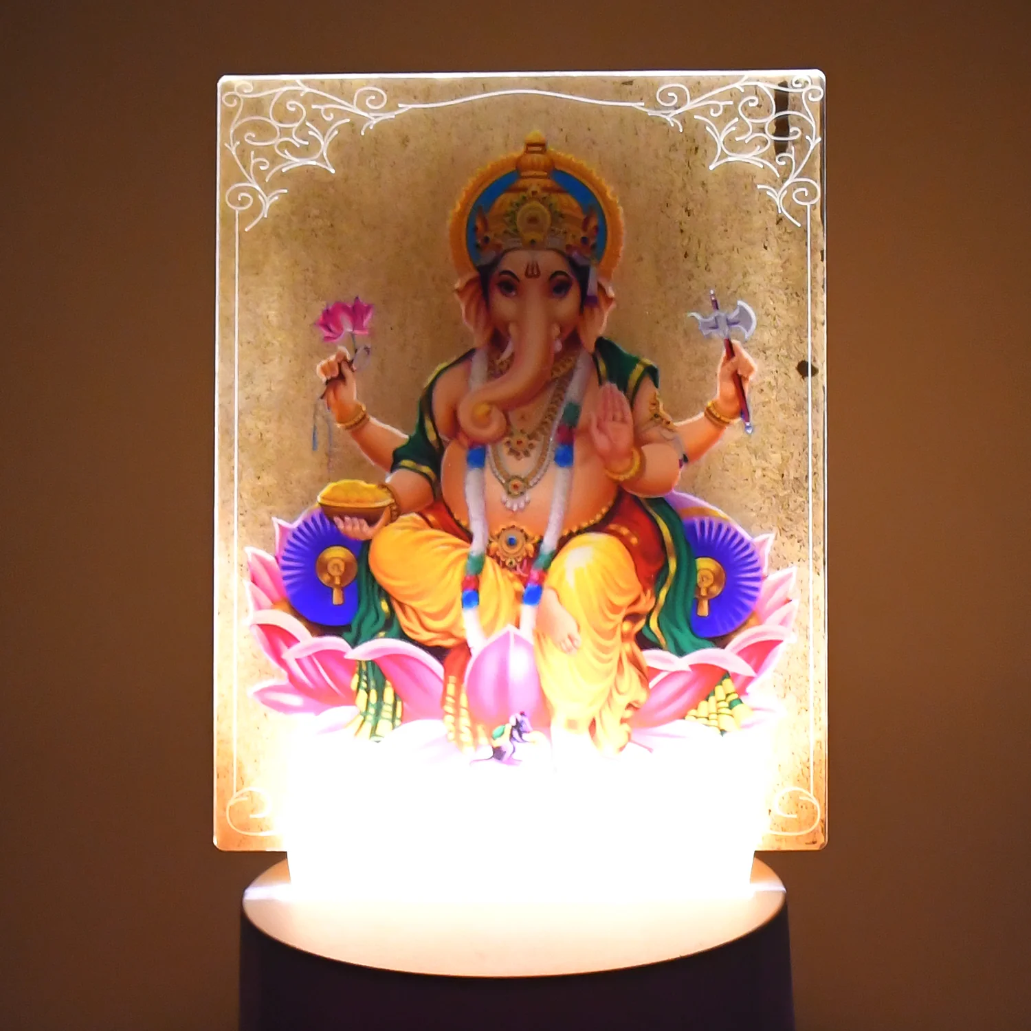 Beautiful 3D Lord Ganesh Frame with soft white light, Ganesh Ganesha (1 Pc) - Image 4