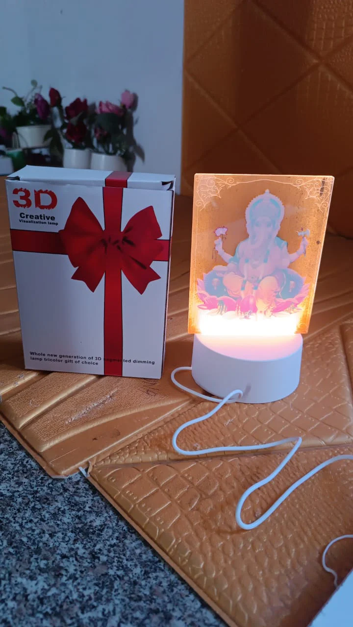 Beautiful 3D Lord Ganesh Frame with soft white light, Ganesh Ganesha (1 Pc) - Image 7