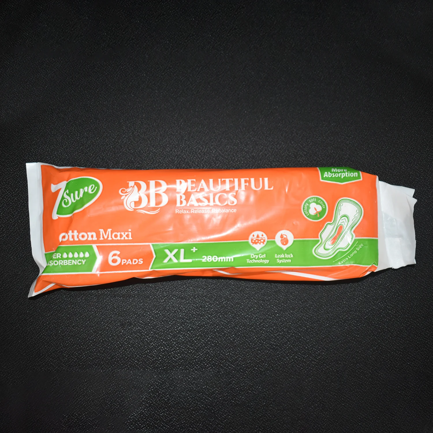 Beautiful Basics Orange Cotton Maxi Sanitary Pads XL+ 280mm Pack of 6 Pads - Image 7