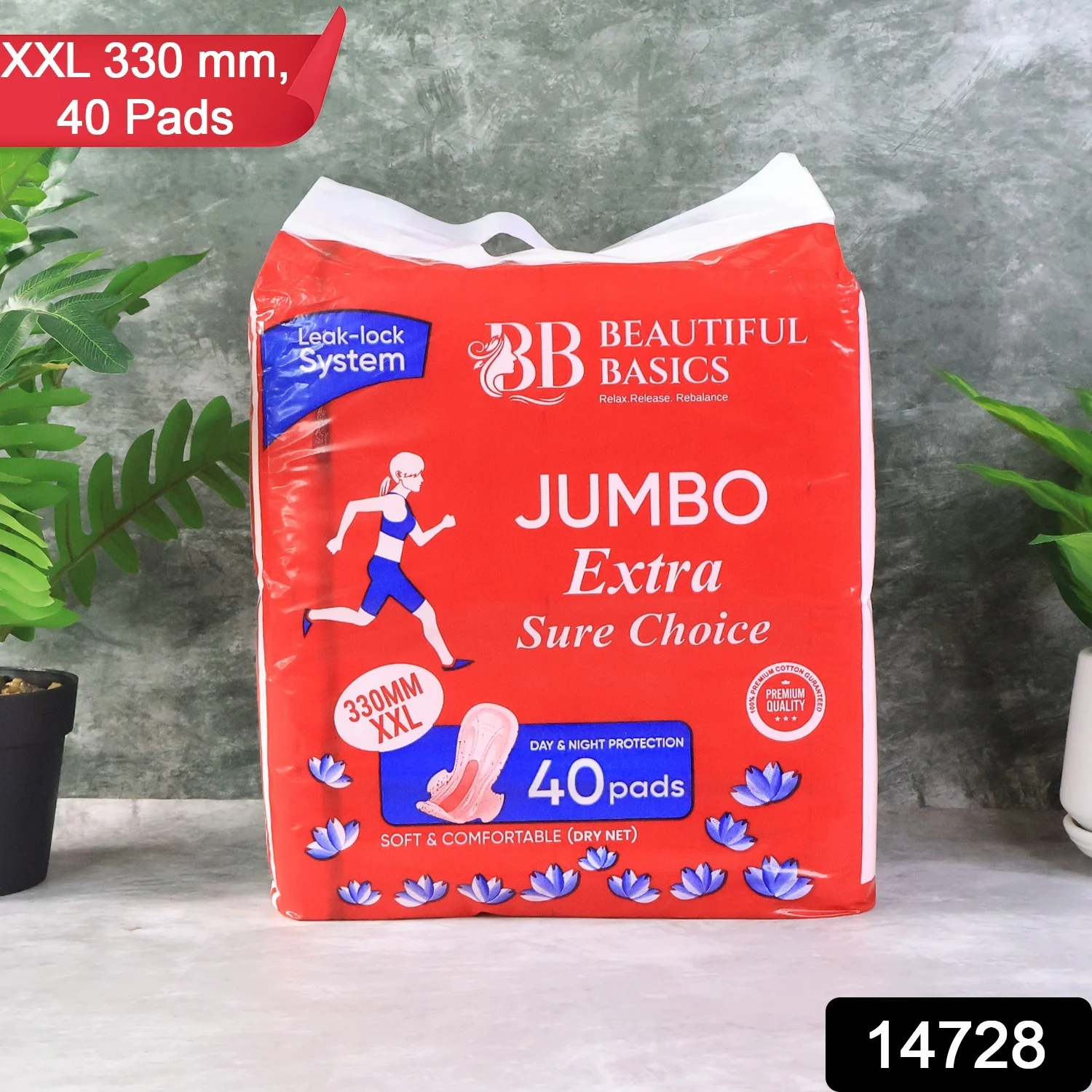 Beautiful Basics Jumbo Extra Sure Choice Sanitary Pads XXL 330mm (40 Pc) - Image 2