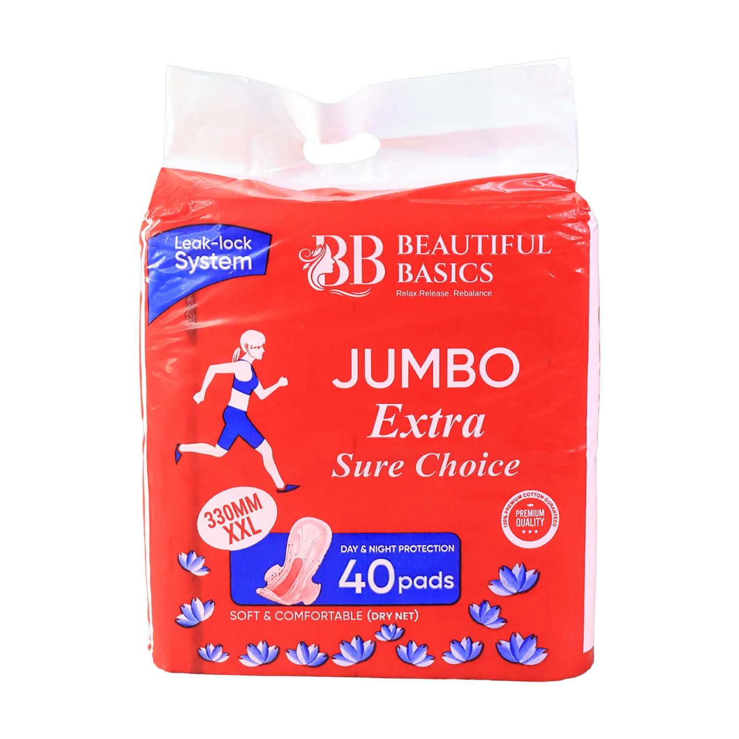 Beautiful Basics Jumbo Extra Sure Choice Sanitary Pads XXL 330mm (40 Pc) - Image 5