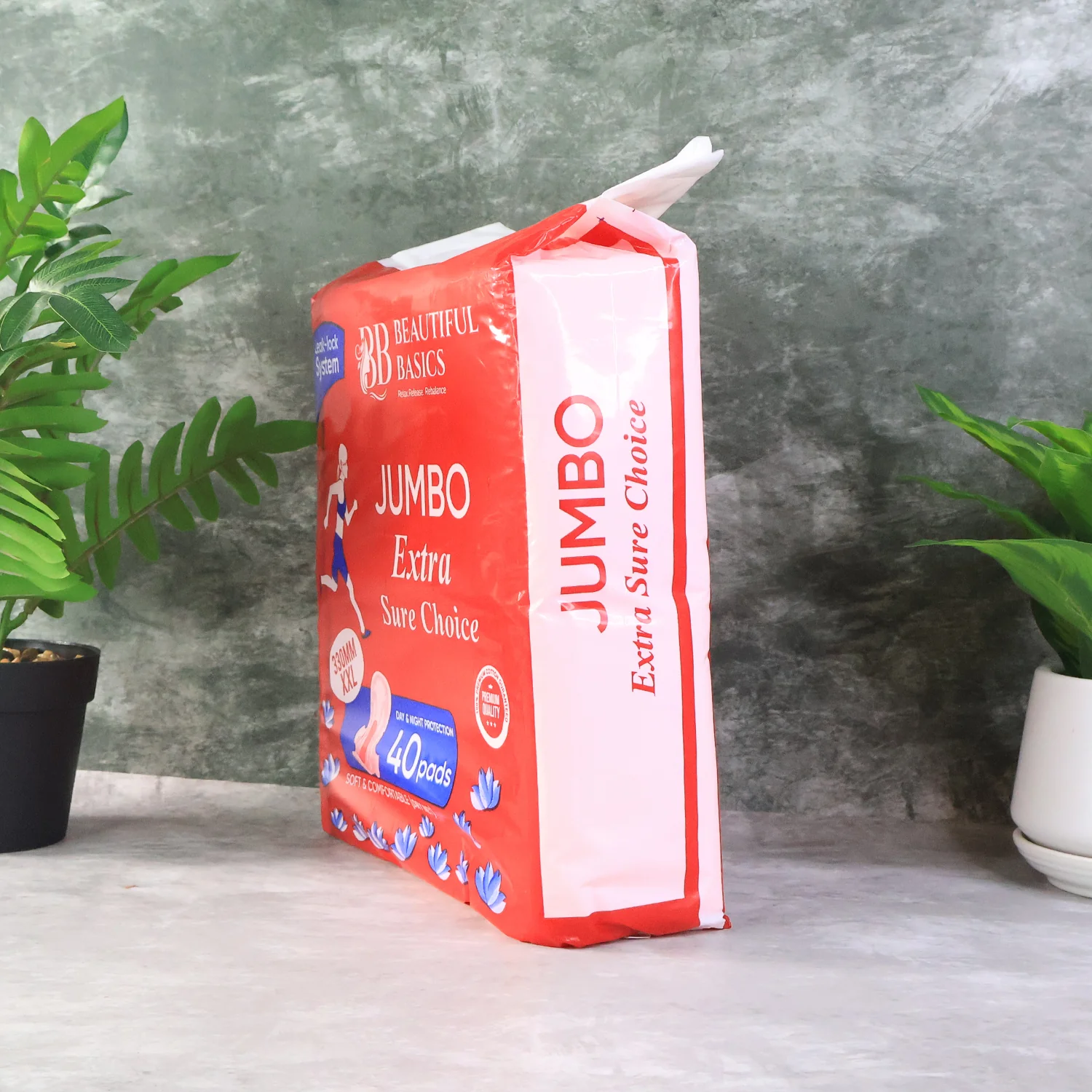 Beautiful Basics Jumbo Extra Sure Choice Sanitary Pads XXL 330mm (40 Pc) - Image 6