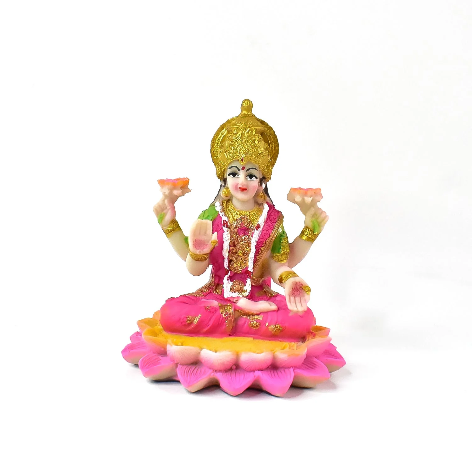 Beautiful Decorative Lakshmi Mata Idol Sitting on Lotus (1 Pc) - Image 5