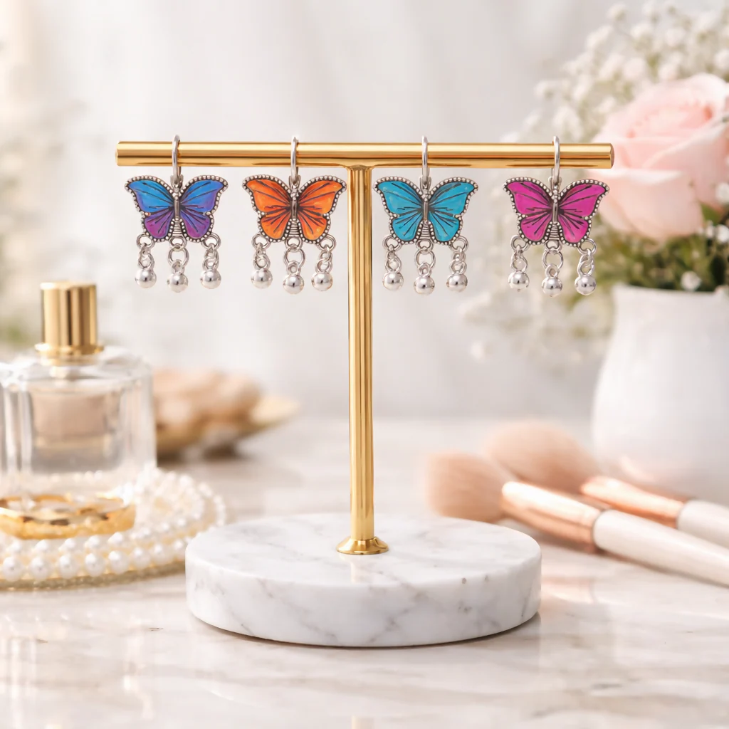 BEAUTIFUL ELEGANT BUTTERFLY EARRINGS WITH COMBO OF 4 COLOURS - Image 2