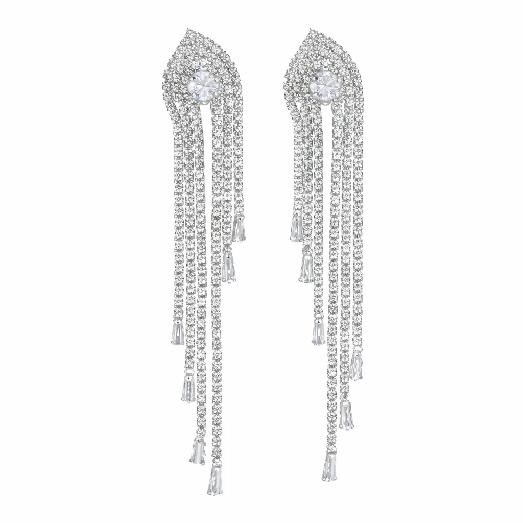 Beautiful Elegant Stunning Silver Chandelier Earrings - Image 3