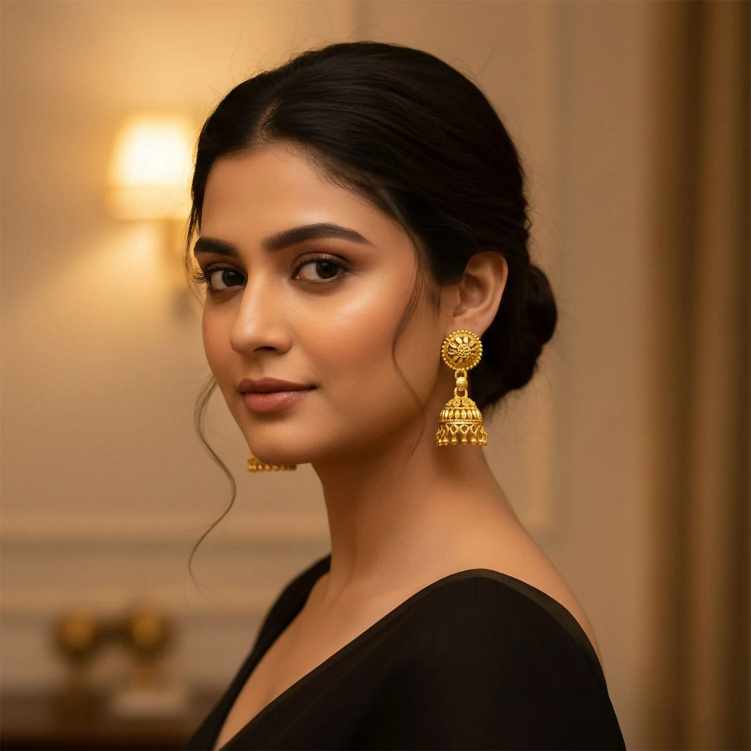 Beautiful Gold Plated Traditional Jhumka Earrings for Women Party Wear - Image 2